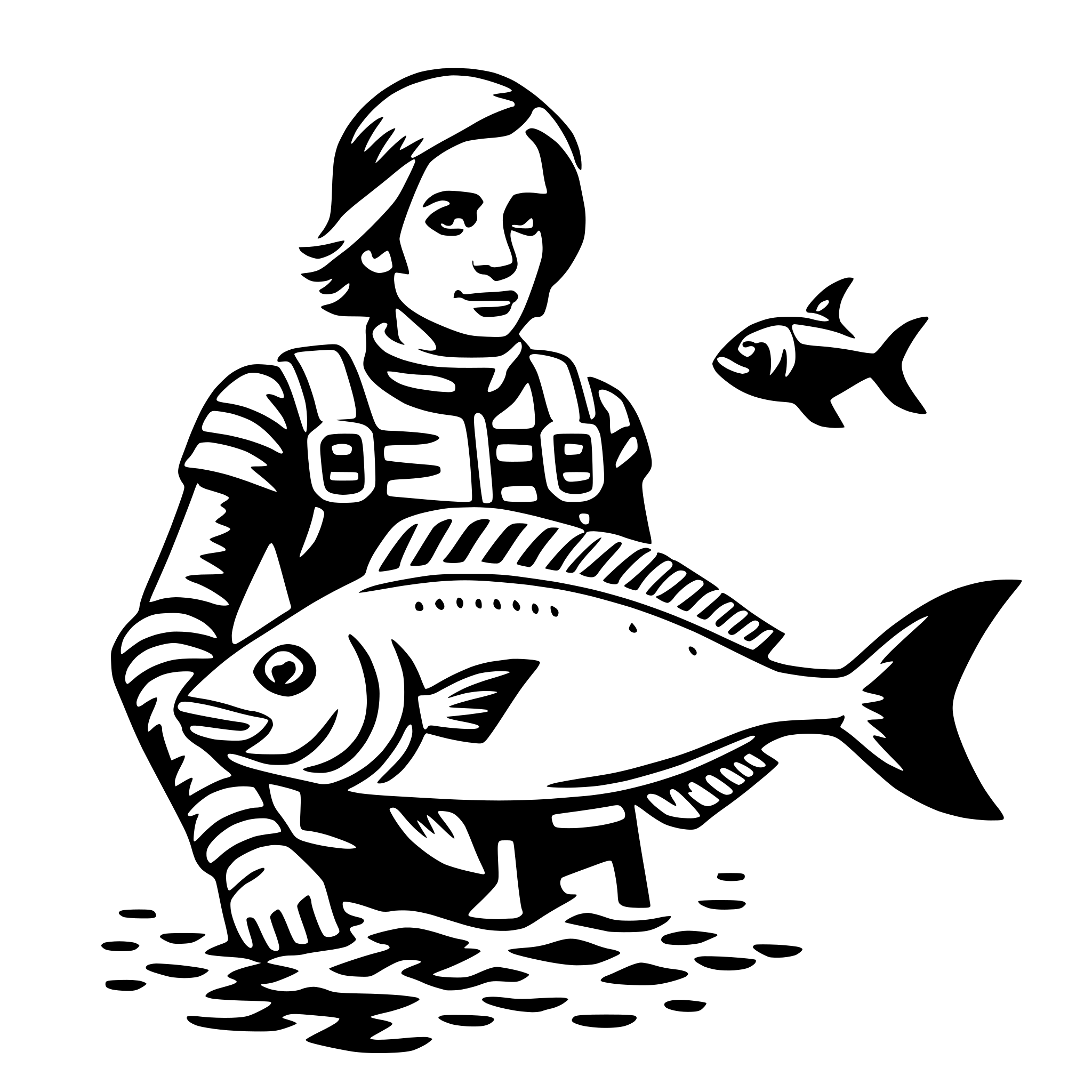 AI-generated SVG of a scuba diver with fish