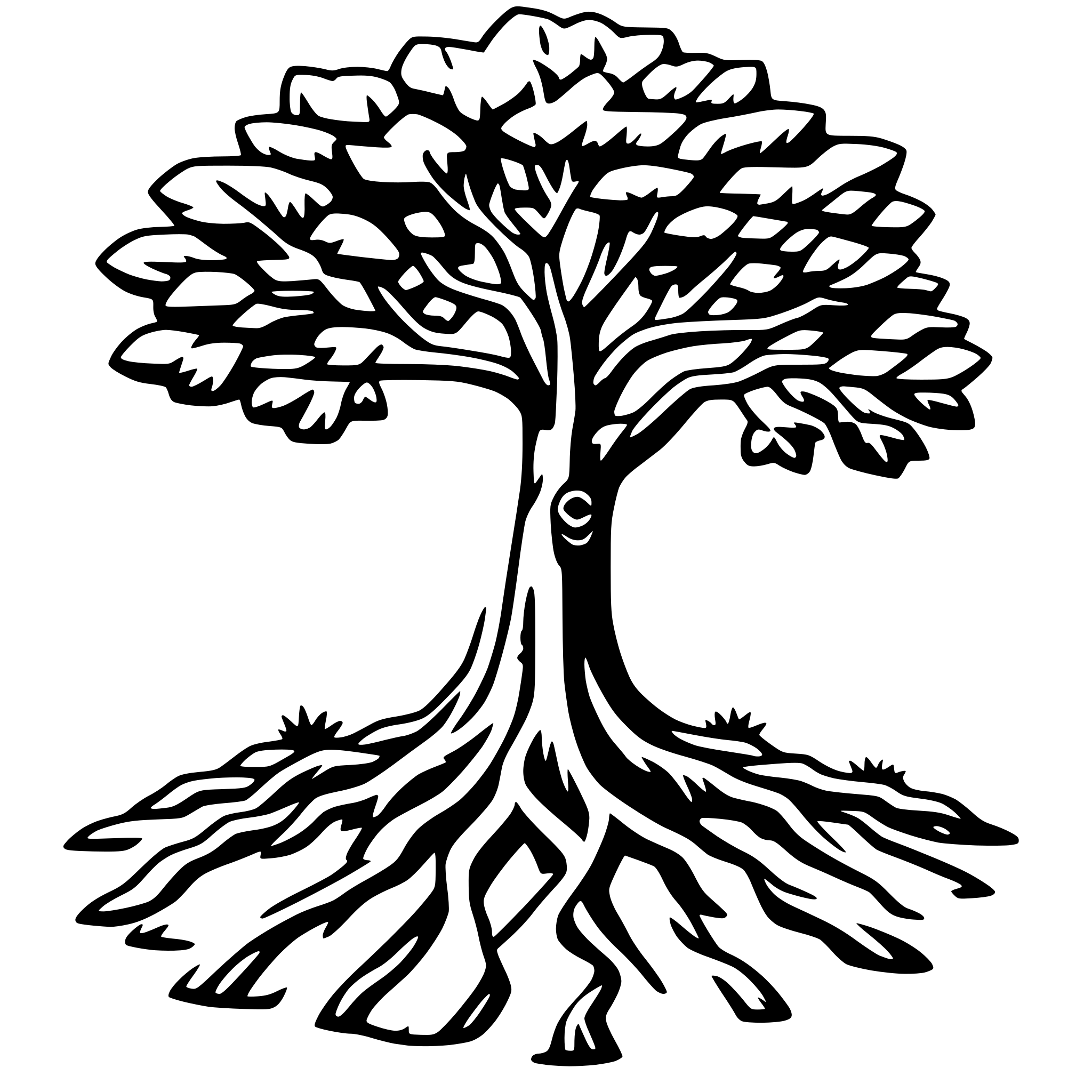 AI-generated SVG of 'tree and roots'