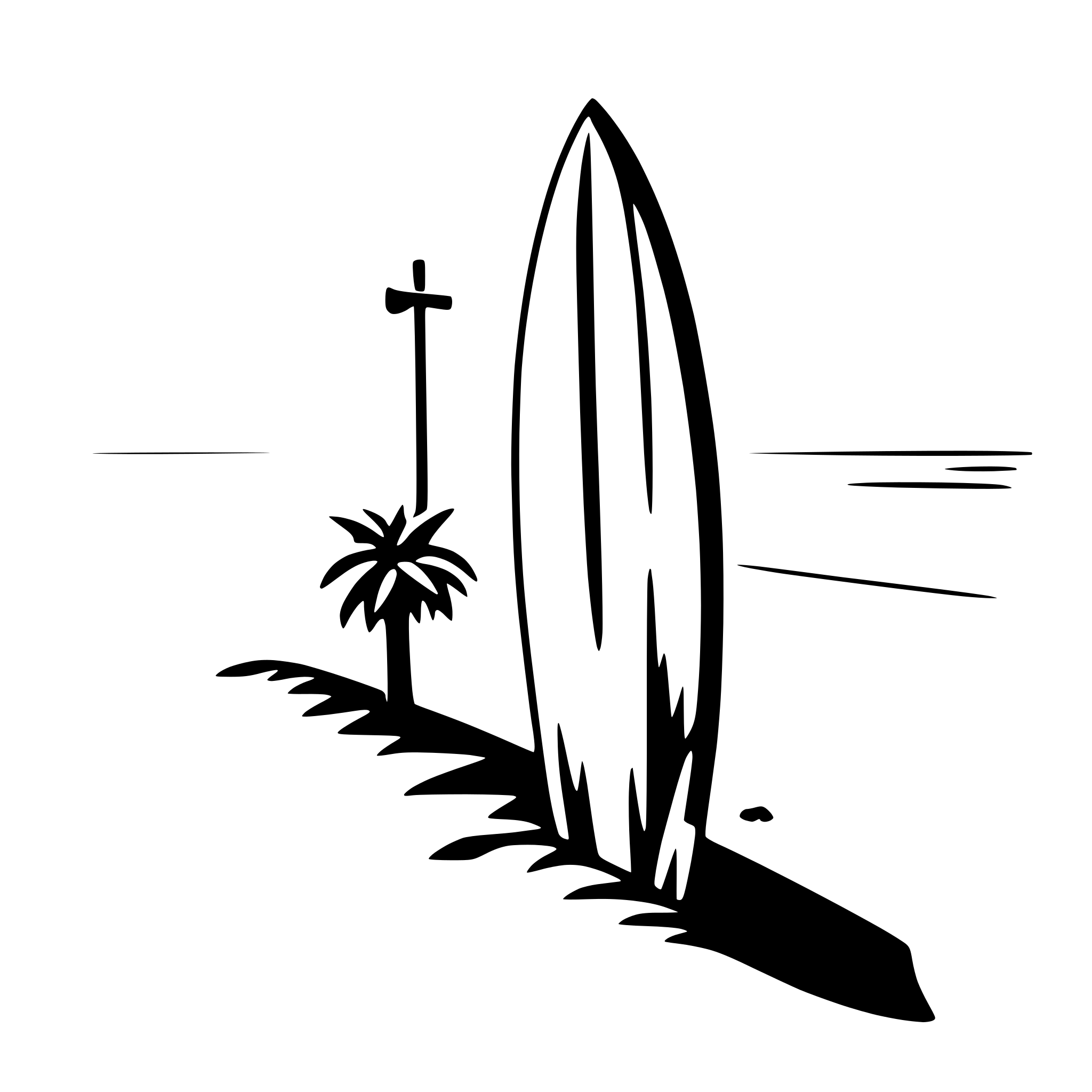 AI-generated SVG of a beach with surfboard