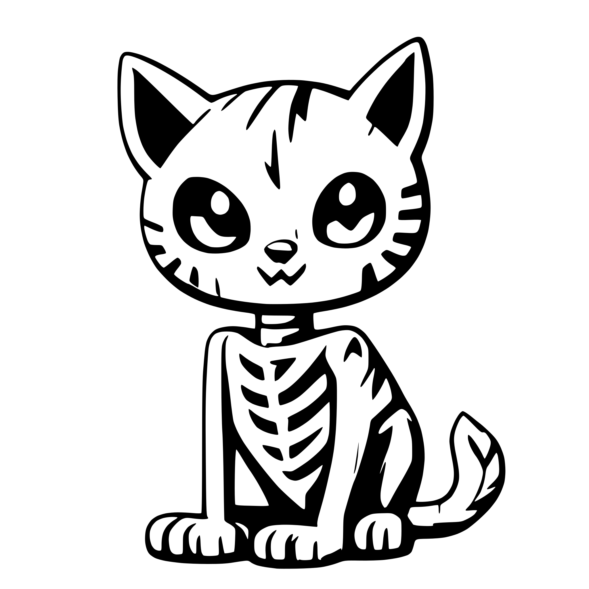 AI-generated SVG of a Generate a skeleton in the shape of a cat.