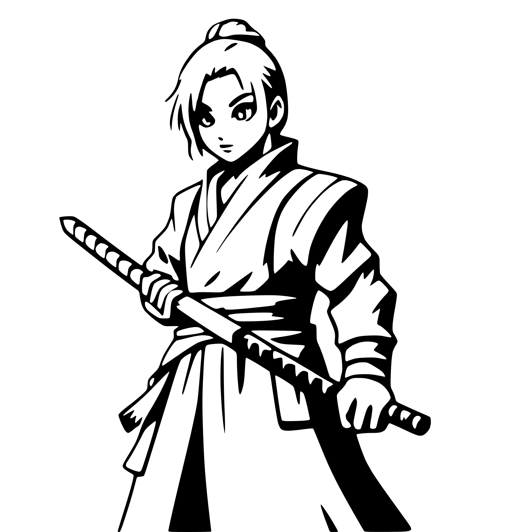 AI-generated SVG of a samurai with fire aura