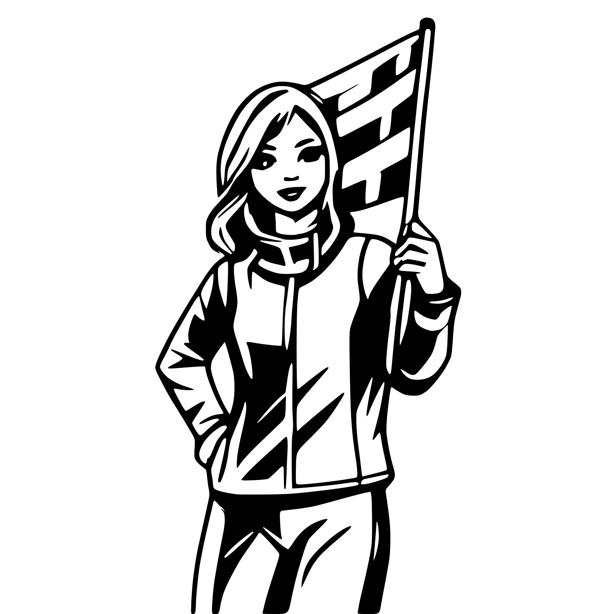 AI-generated SVG of 'woman with finish flag'