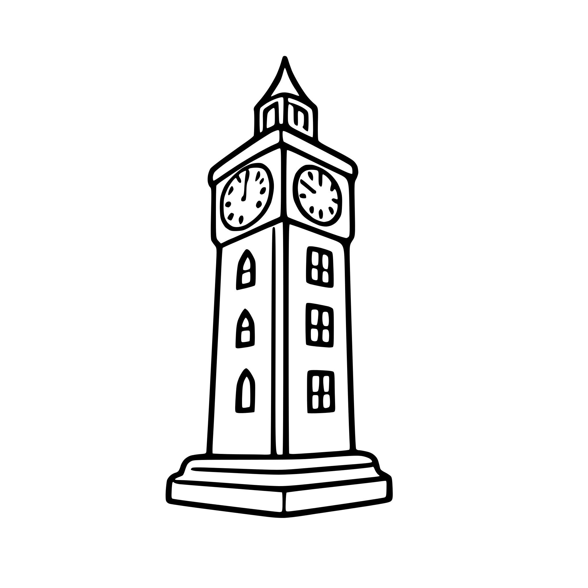 AI-generated SVG of 'clock tower in town square'