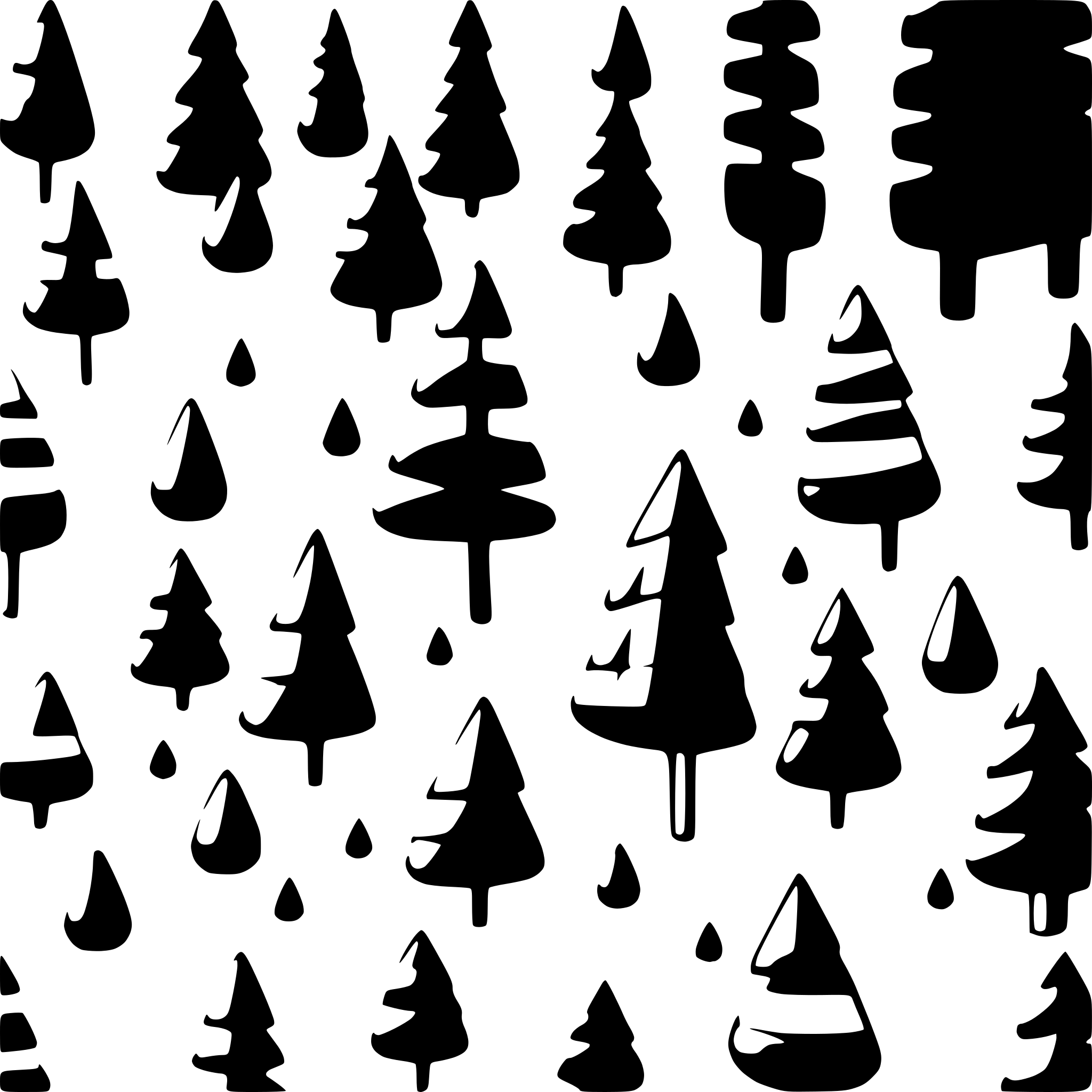 AI-generated SVG of a forest scene, pines, many needles, cartoon