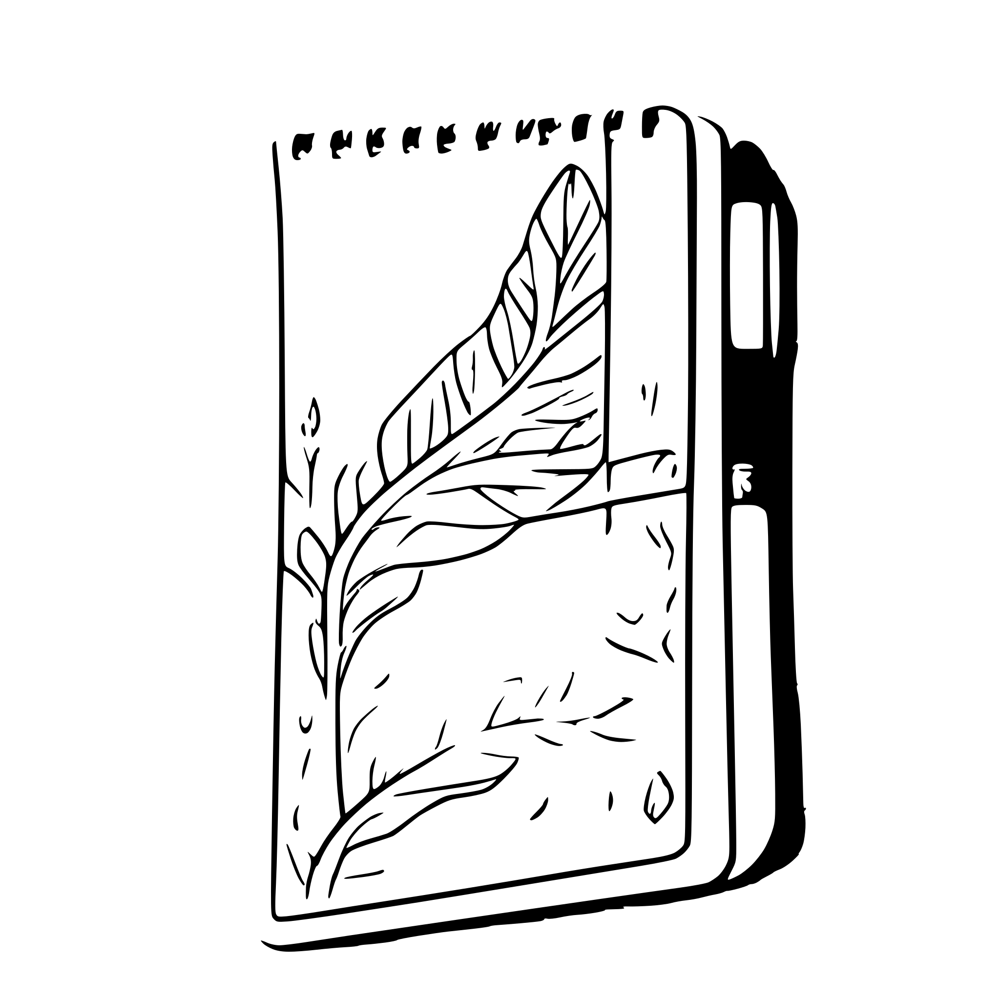 AI-generated SVG of a a business-like top-flipping spiral-bound notepad with white paper, blue lines and a margin indicated with a vertical red line