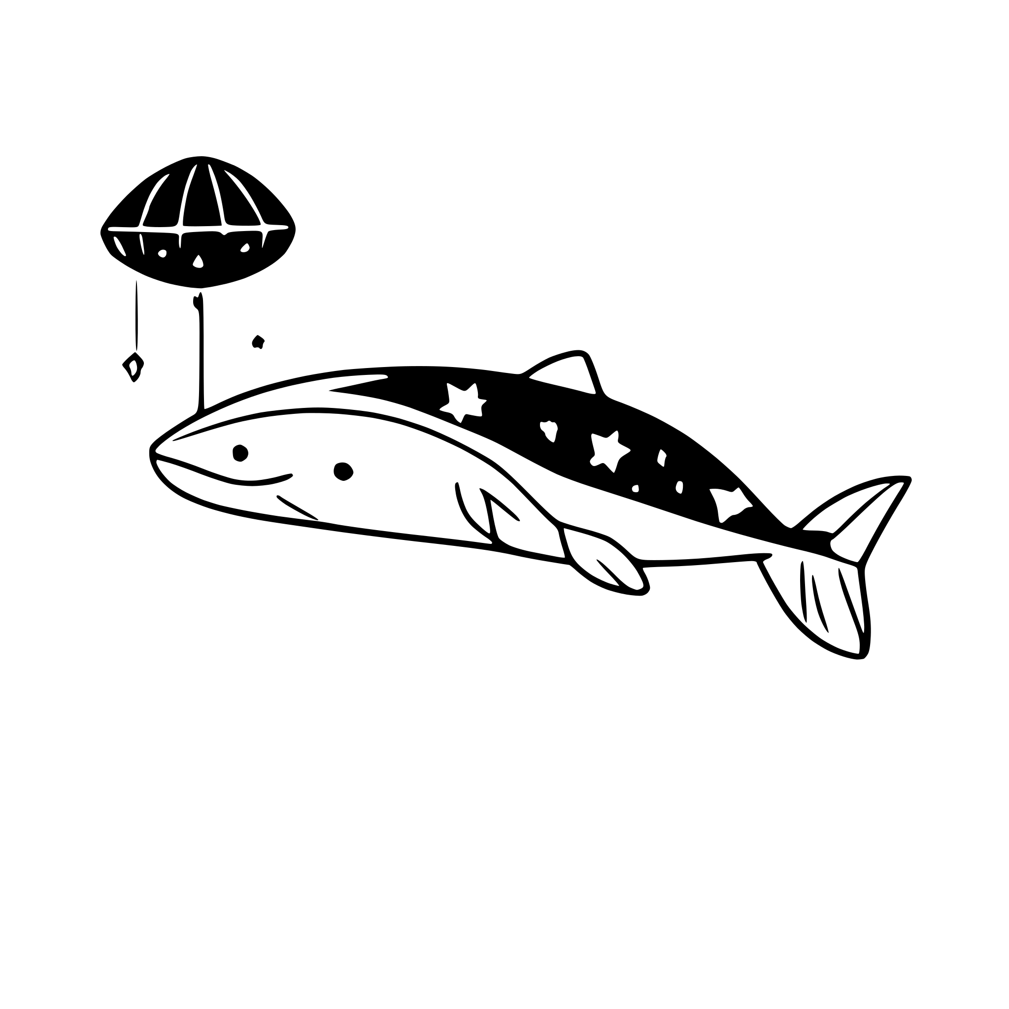 AI-generated SVG of a whale with constellations inside