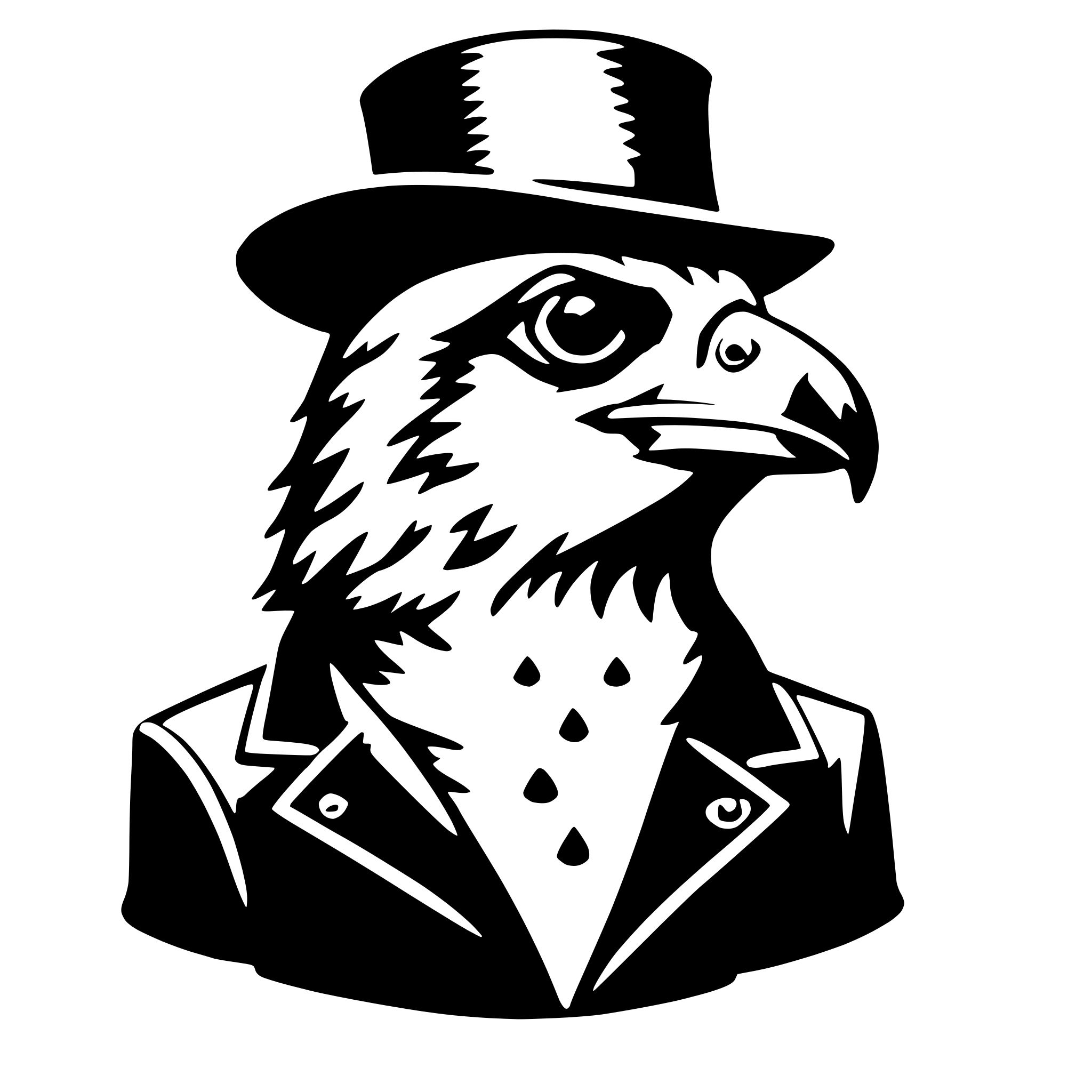AI-generated SVG of a falcon with fedora