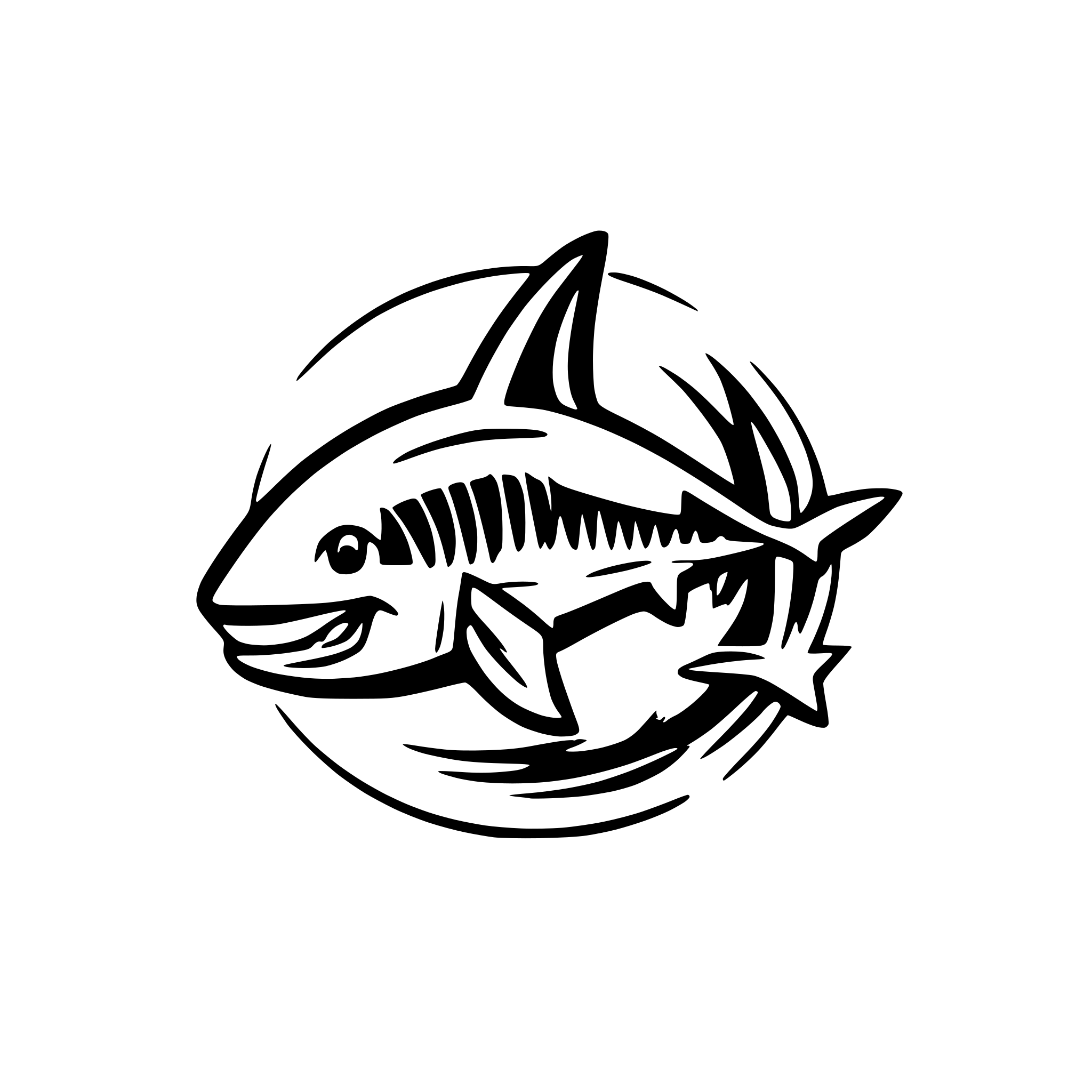 AI-generated SVG of 'A realistic SHARK logo'