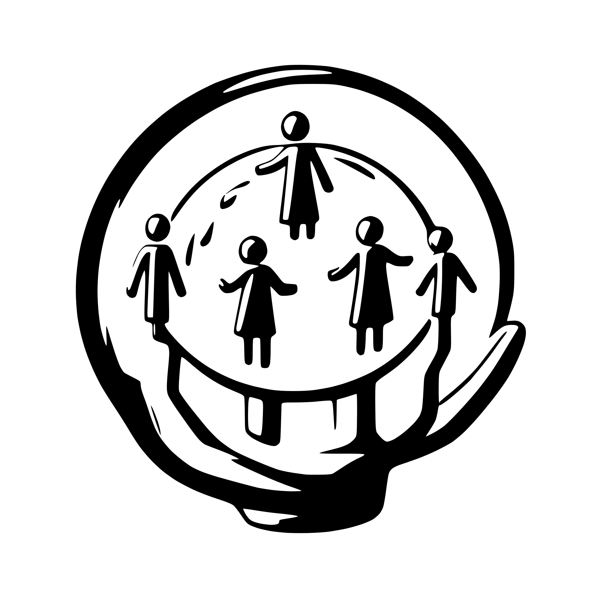 AI-generated SVG of a Next Generation of internet, project logo, 5 people are standing hand in hand around the world