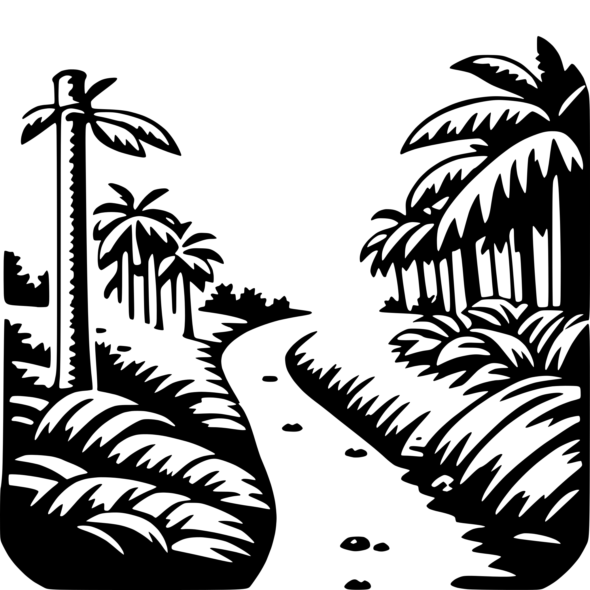 AI-generated SVG of 'tropical rainforest trek'