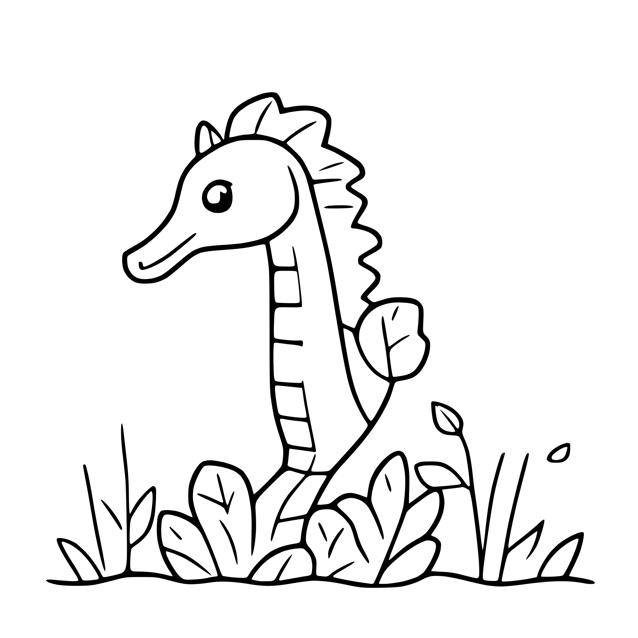 AI-generated SVG of a seahorse with coral reef