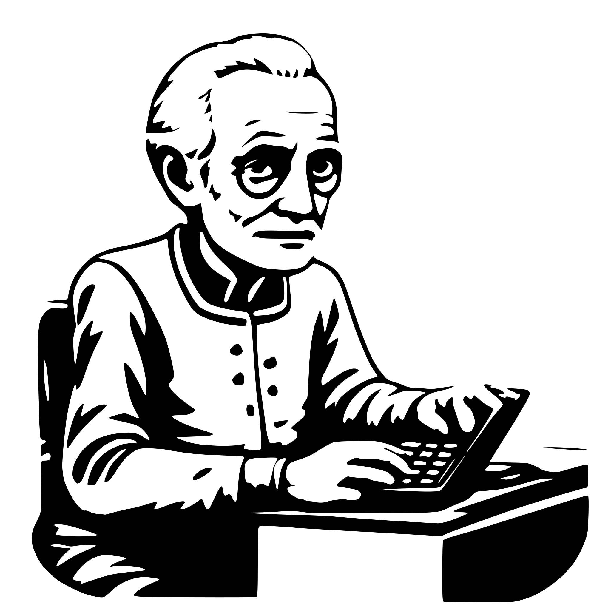 AI-generated SVG of 'old man learning programing'