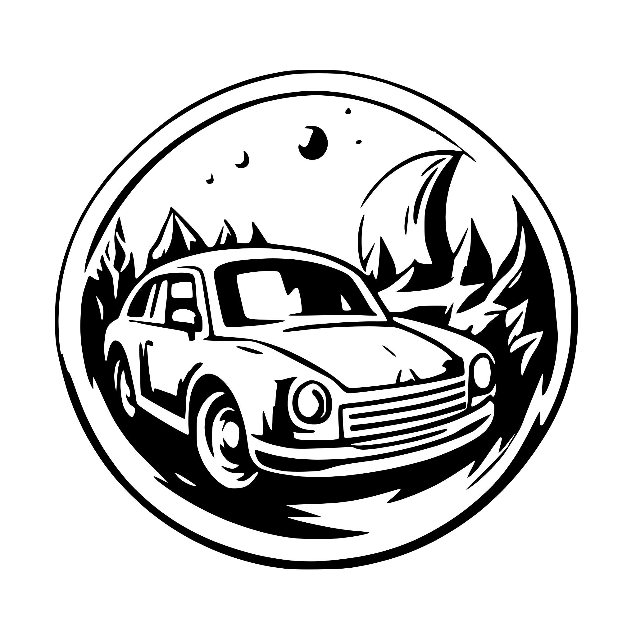 AI-generated SVG of a car and moon
