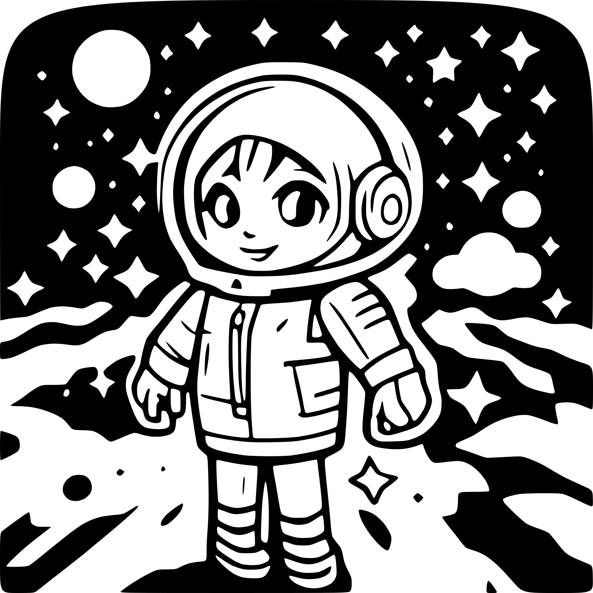 AI-generated SVG of a astronaut floating between stars