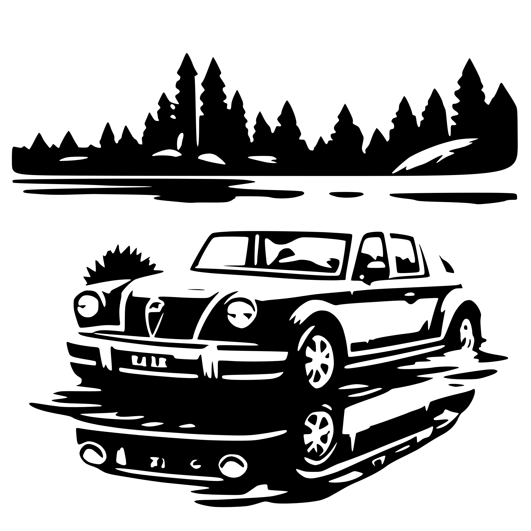 AI-generated SVG of 'a car in lake'