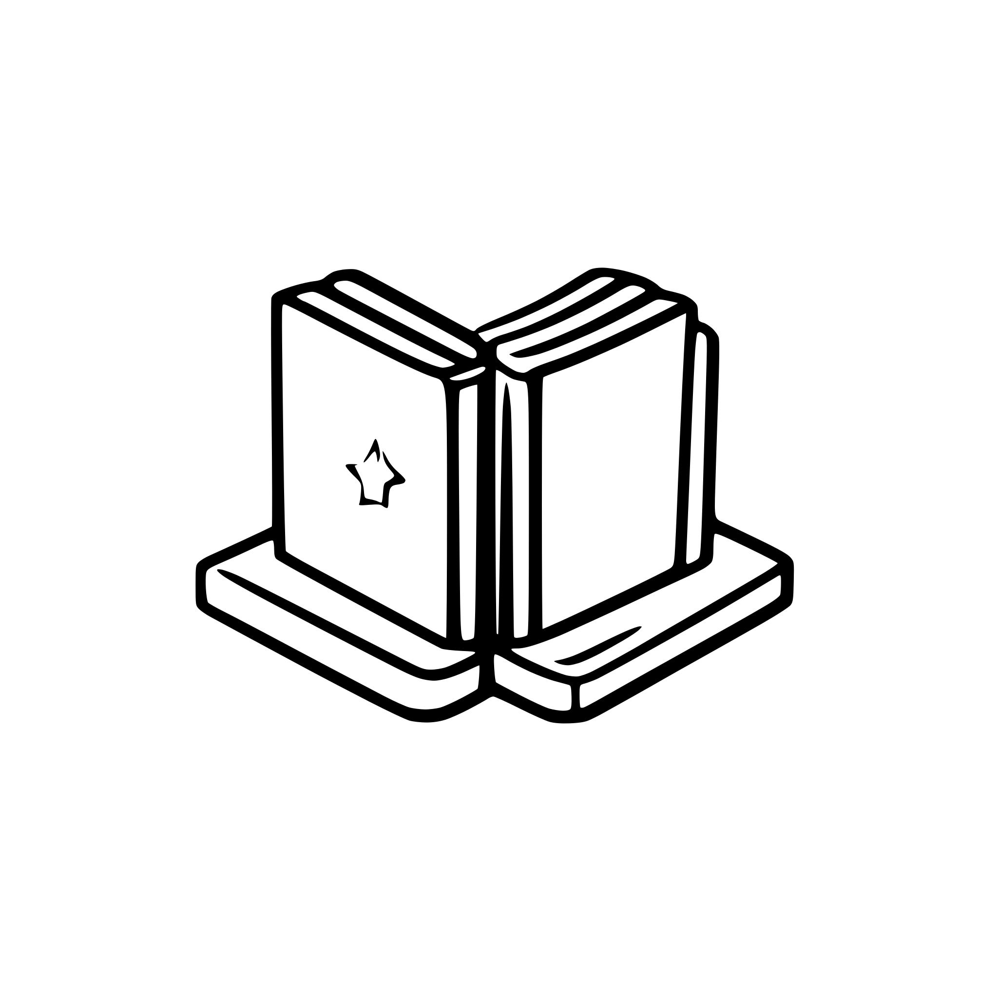 AI-generated SVG of a two opened book turned back to each other making an X