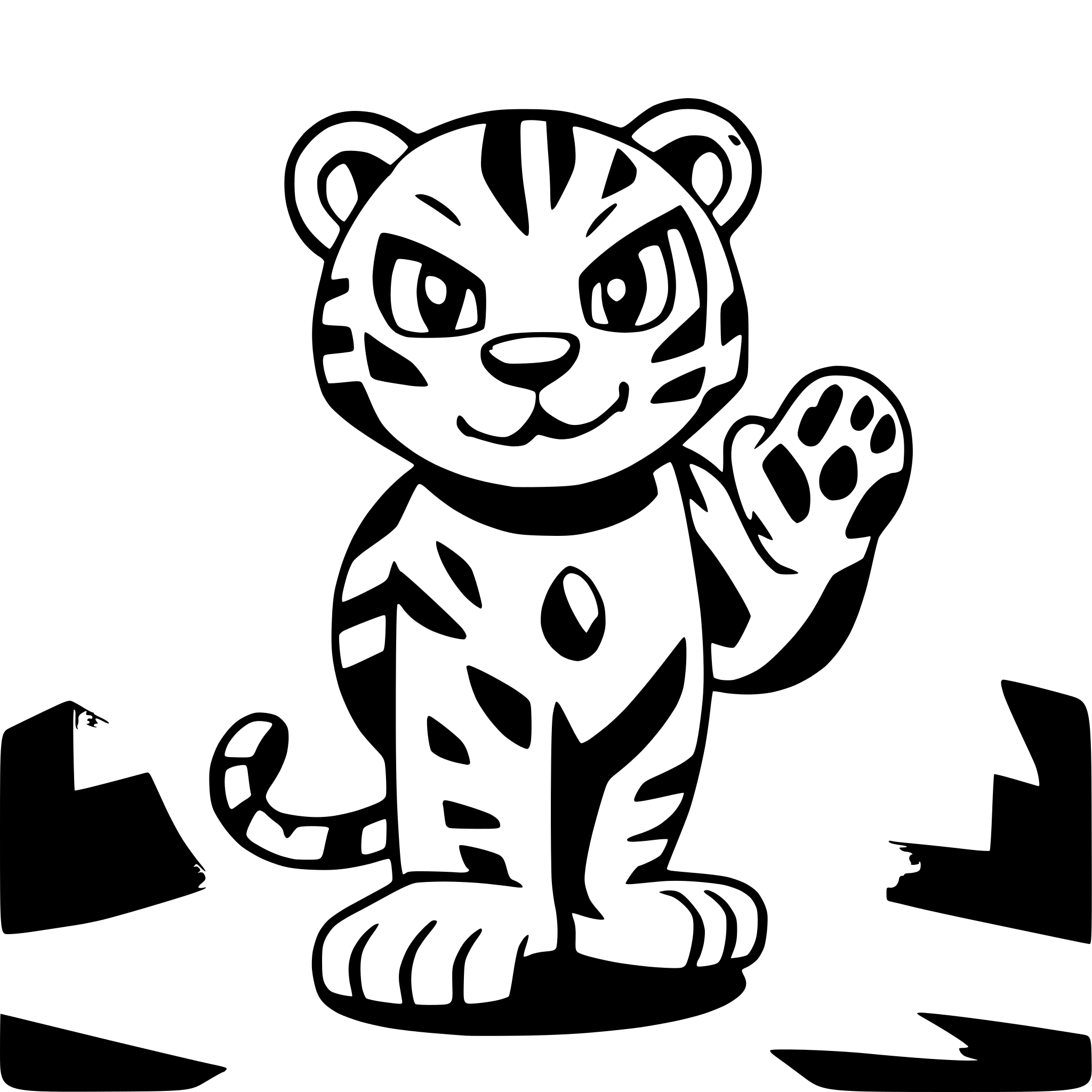 AI-generated SVG of a tiger 4 paws to ground 2000's comic ink style