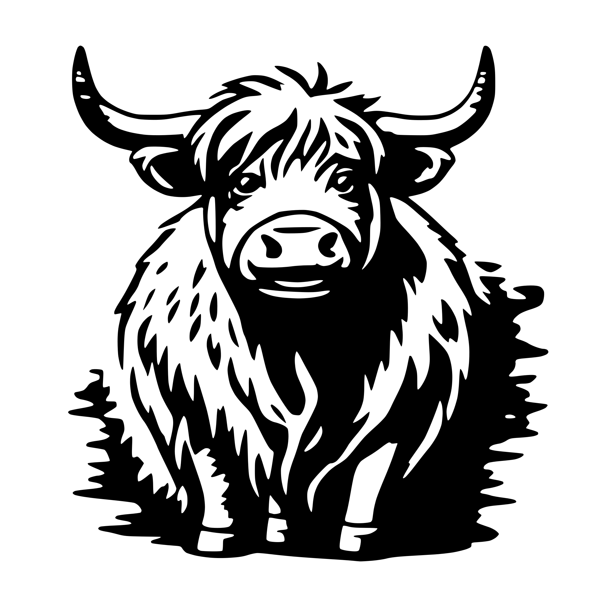 AI-generated SVG of a Crazy Highland Cow