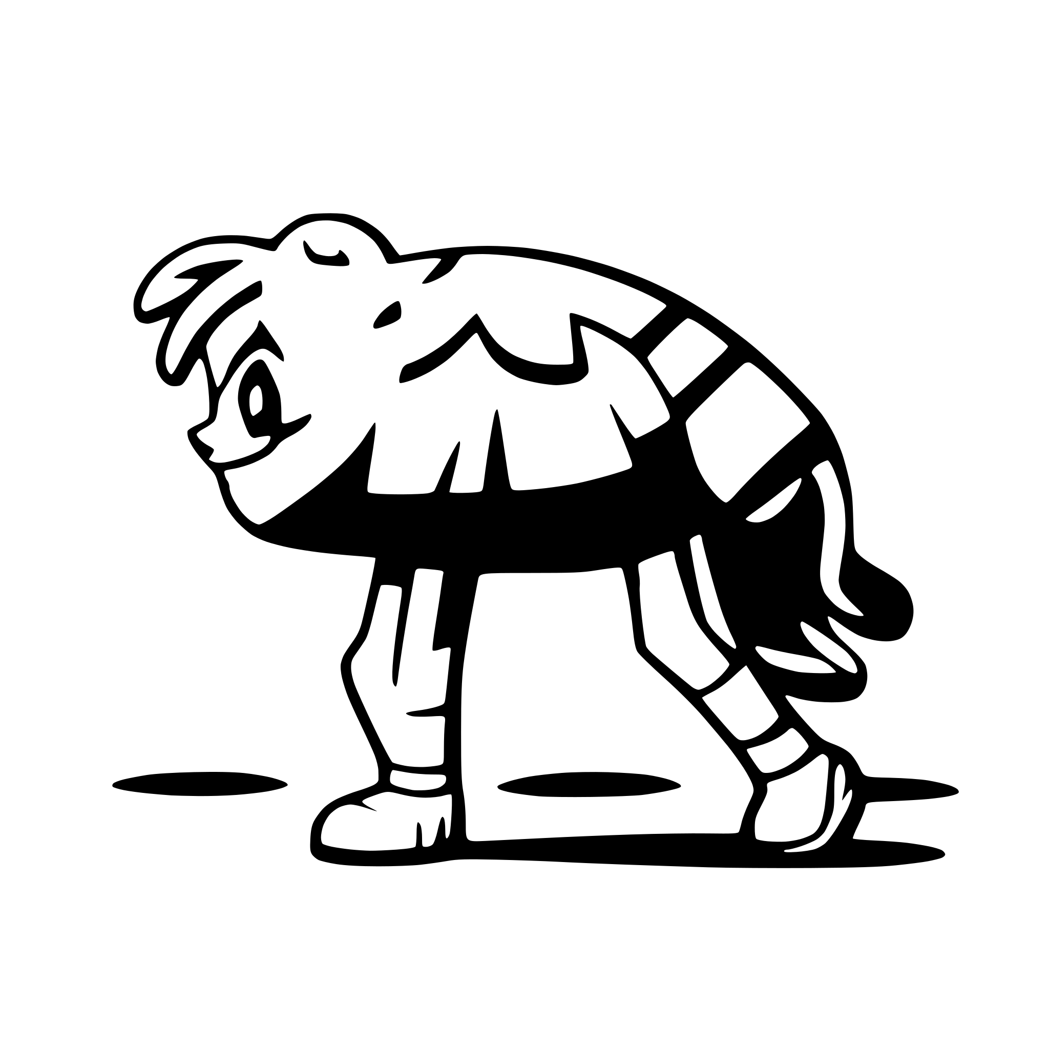 AI-generated SVG of a walking camill side view
