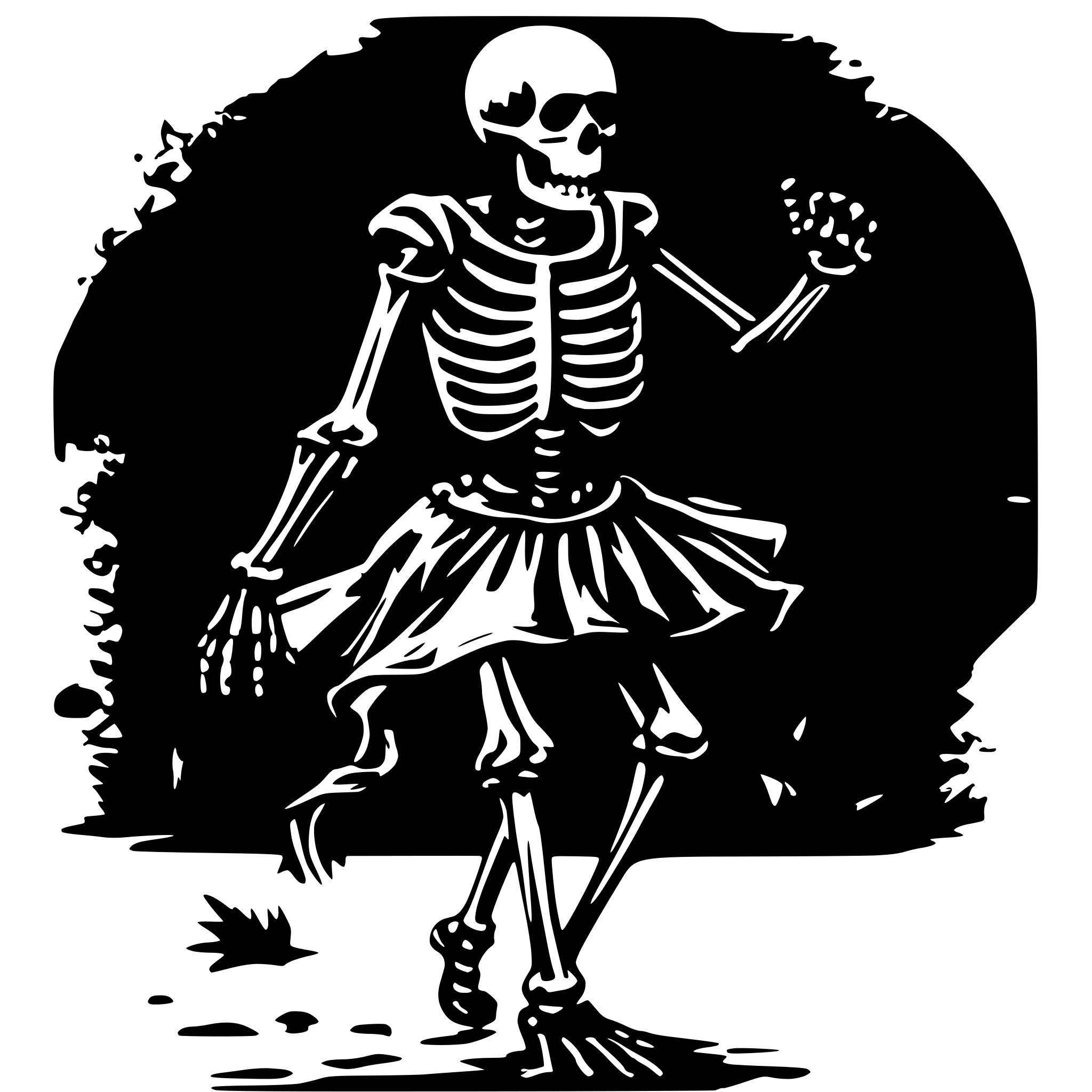 AI-generated SVG of 'a skeleton dancing'