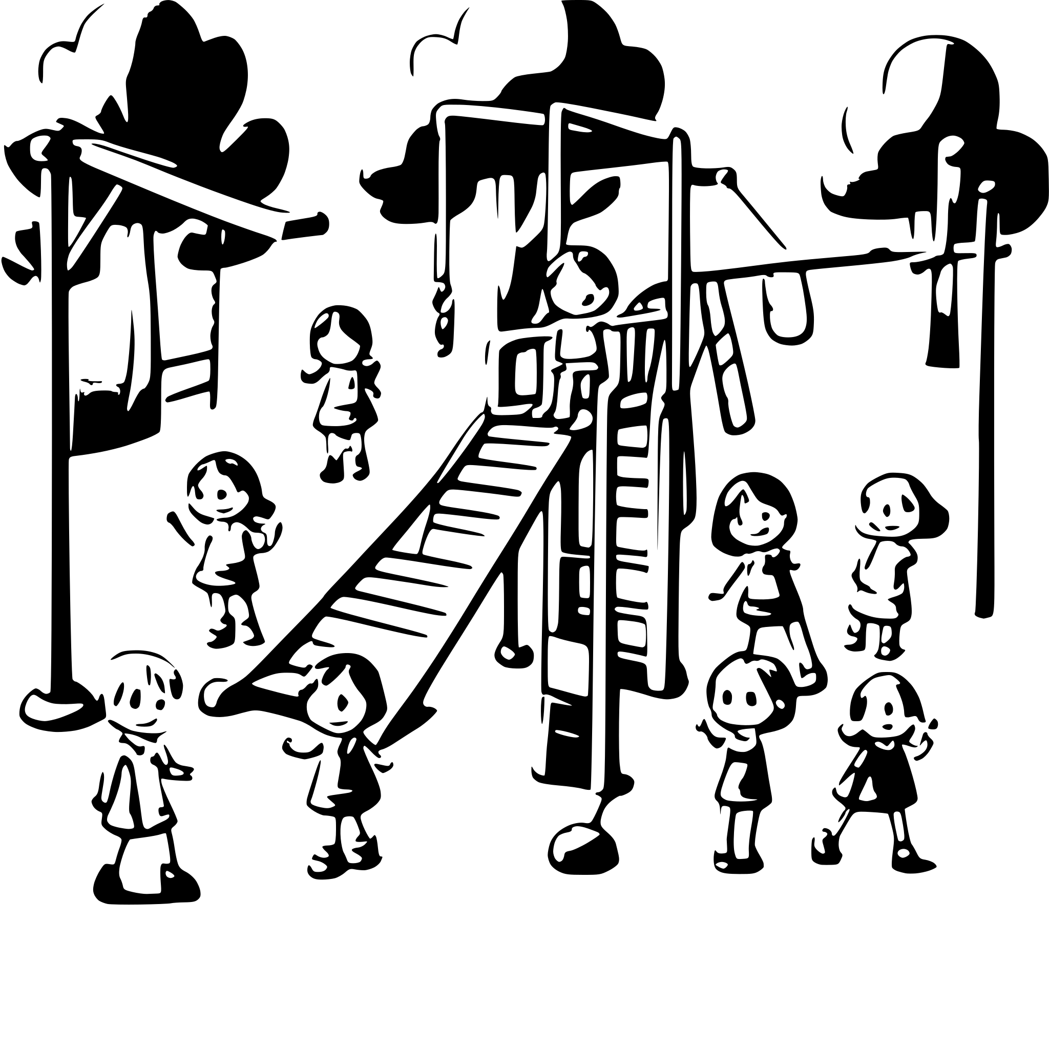 AI-generated SVG of a 10 children playing on a playground