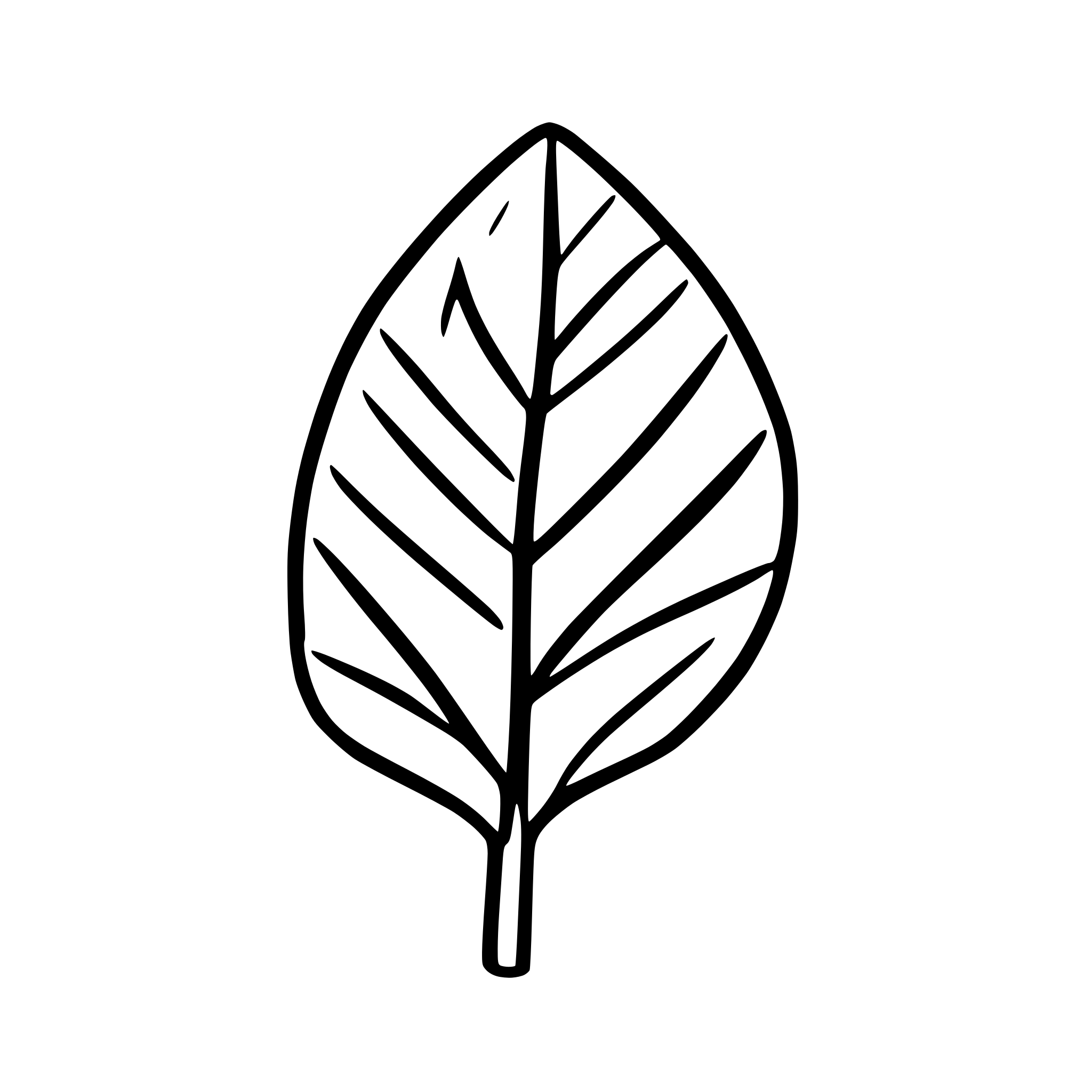 AI-generated SVG of a simple image of a leaf in a line art illustration style