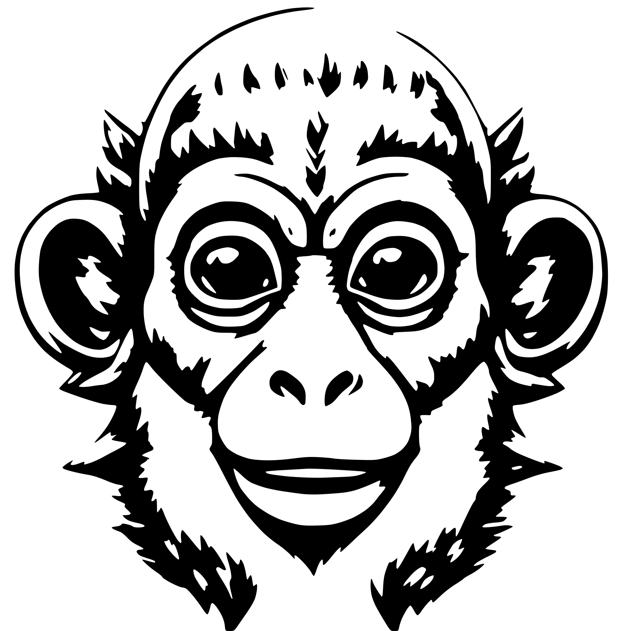AI-generated SVG of 'a baby monkey with devil's horns in frontal view'