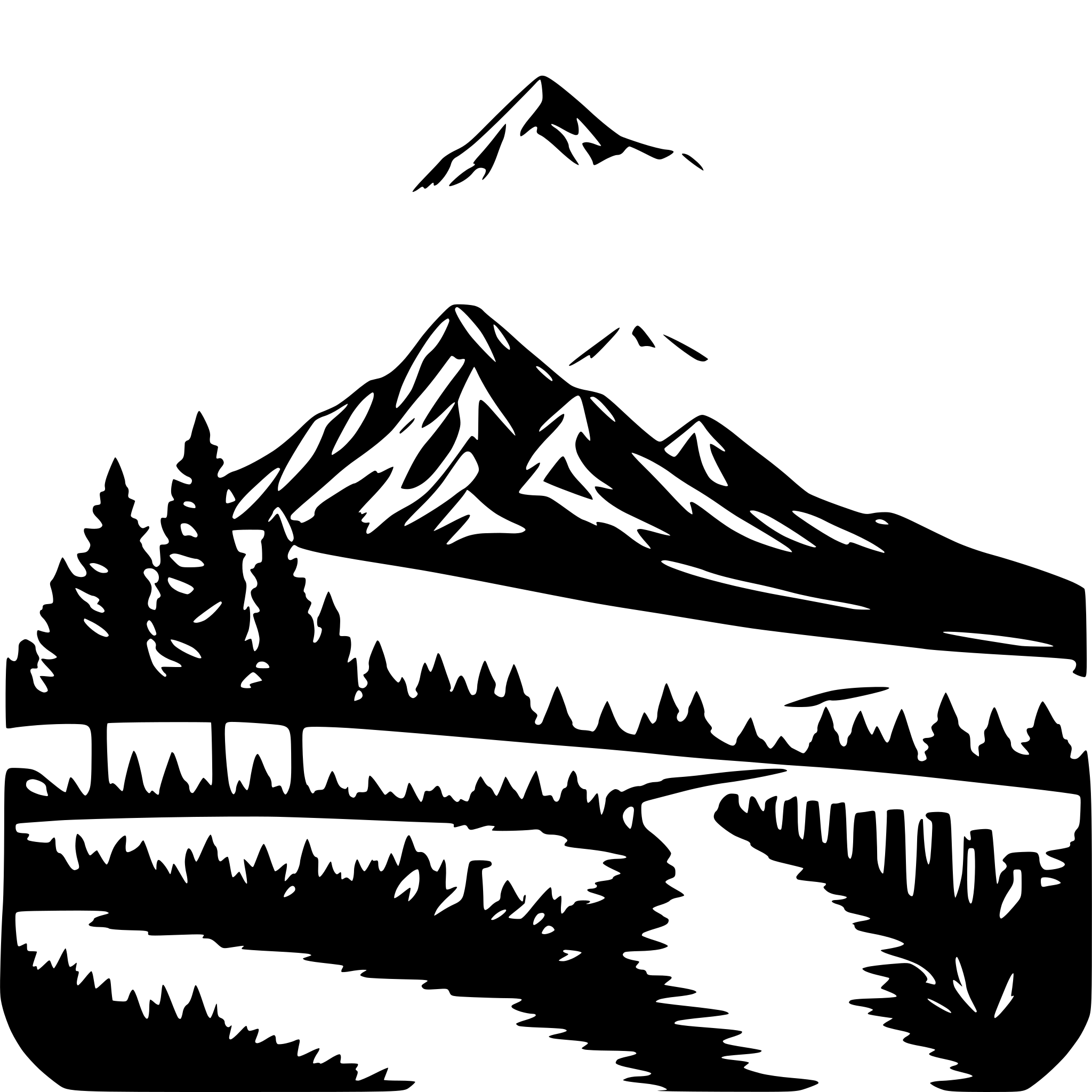 AI-generated SVG of a treeline with mountains