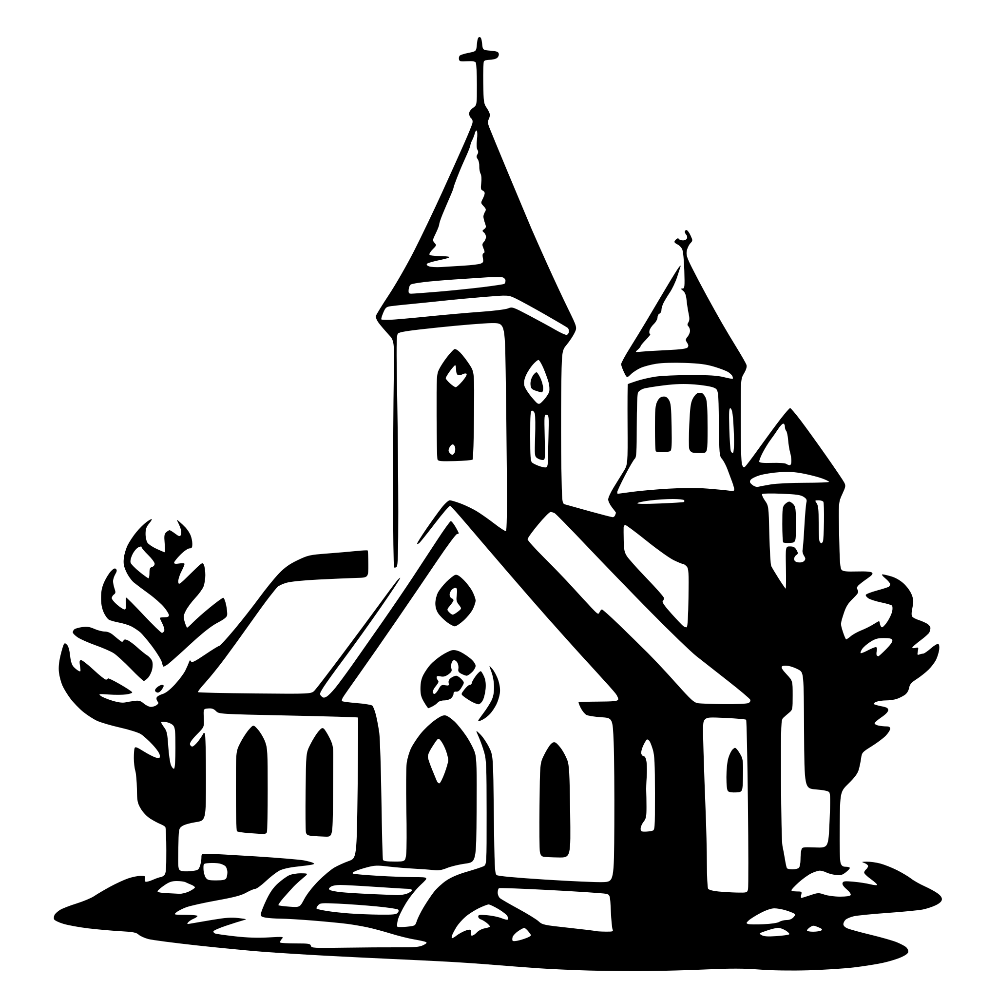 AI-generated SVG of 'Burning church'