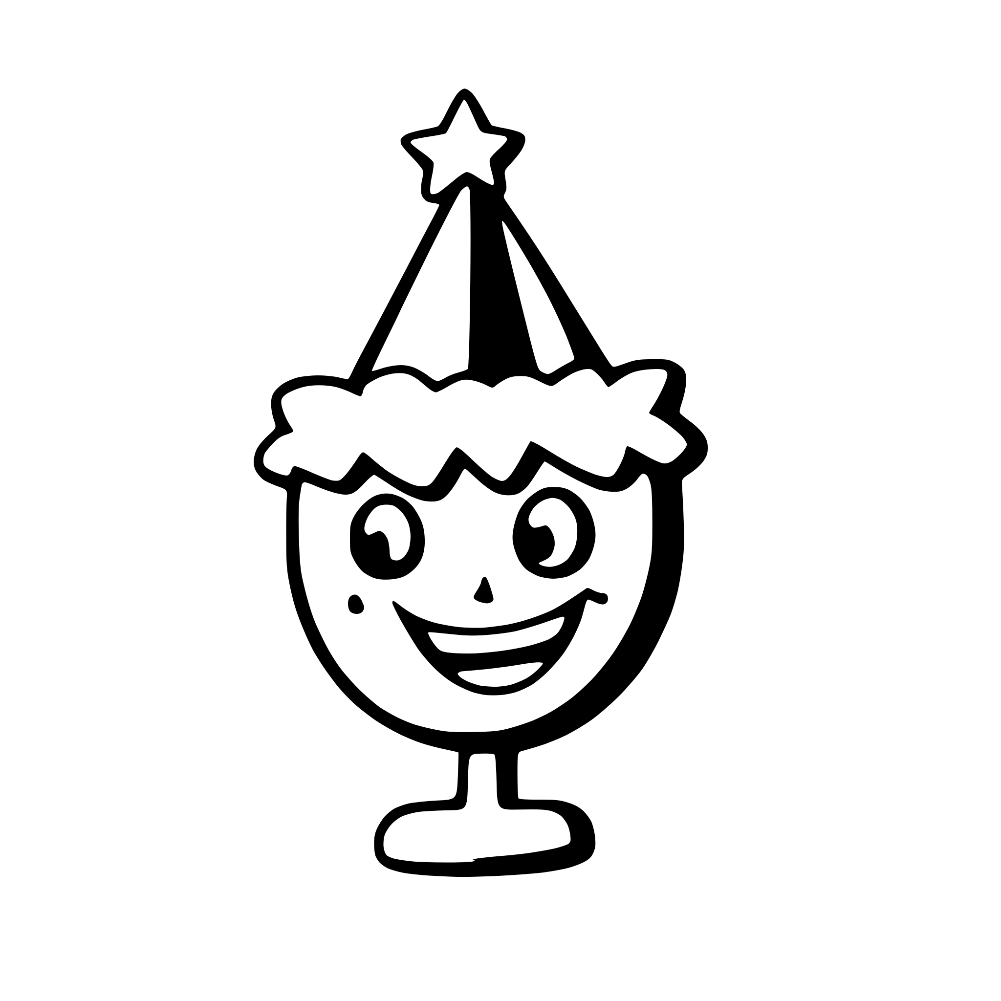 AI-generated SVG of a a smiling star with a party hat