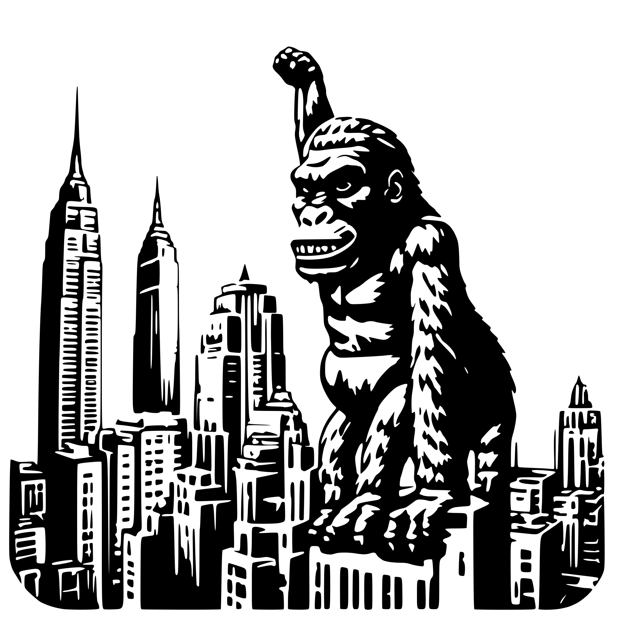 AI-generated SVG of a king kong on empire state building