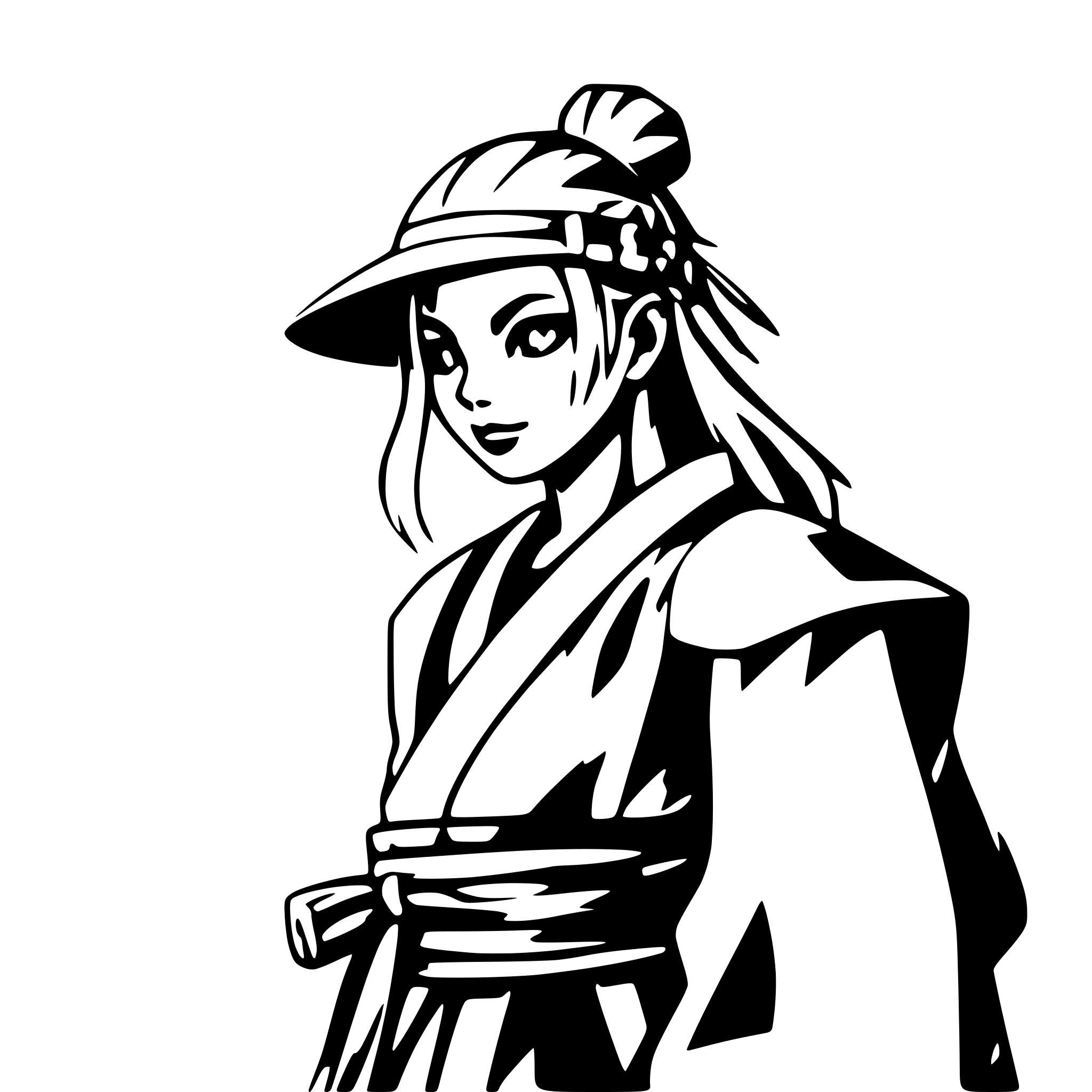 AI-generated SVG of a old samurai, side view, nostalgic