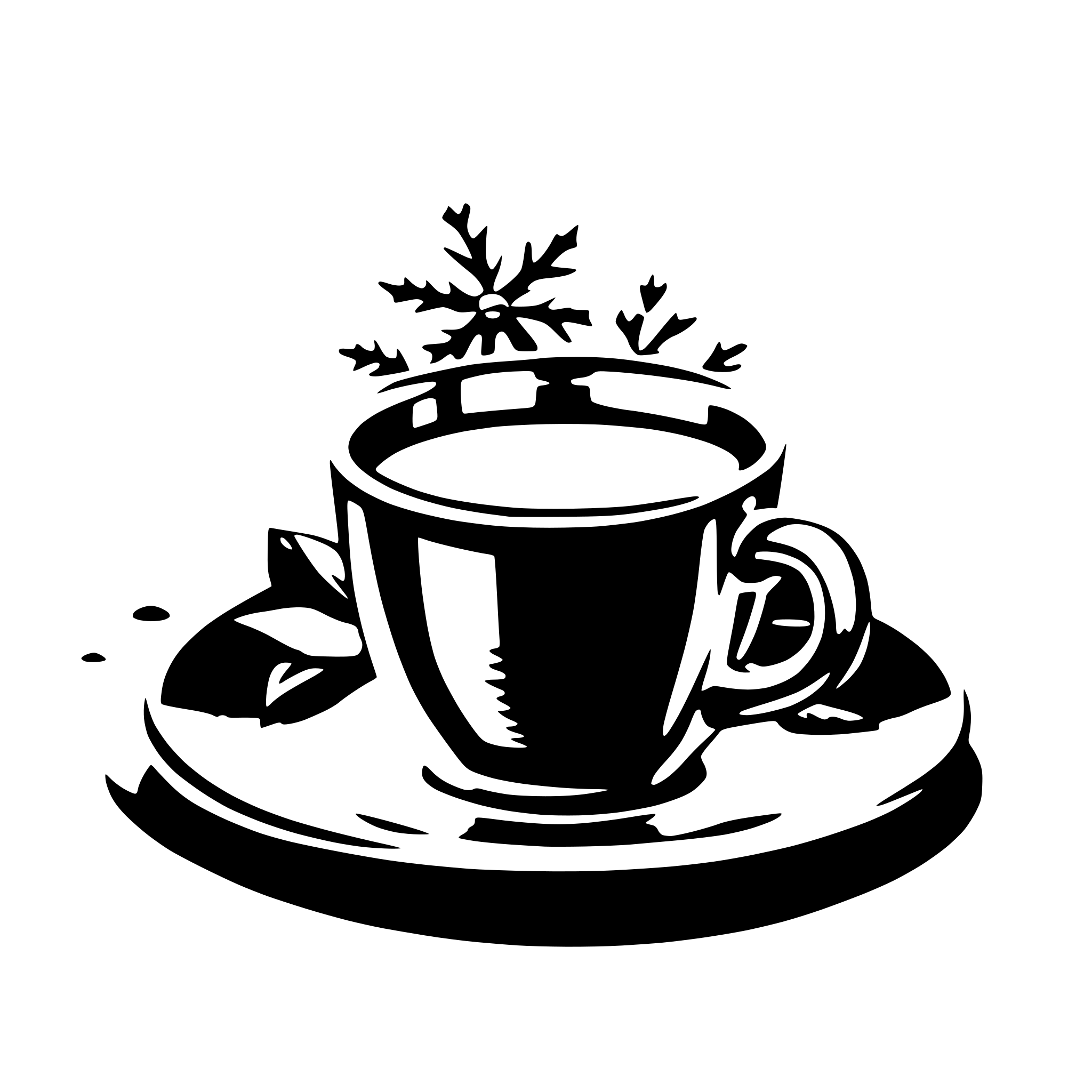 AI-generated SVG of 'flocon neige centre tasse café'