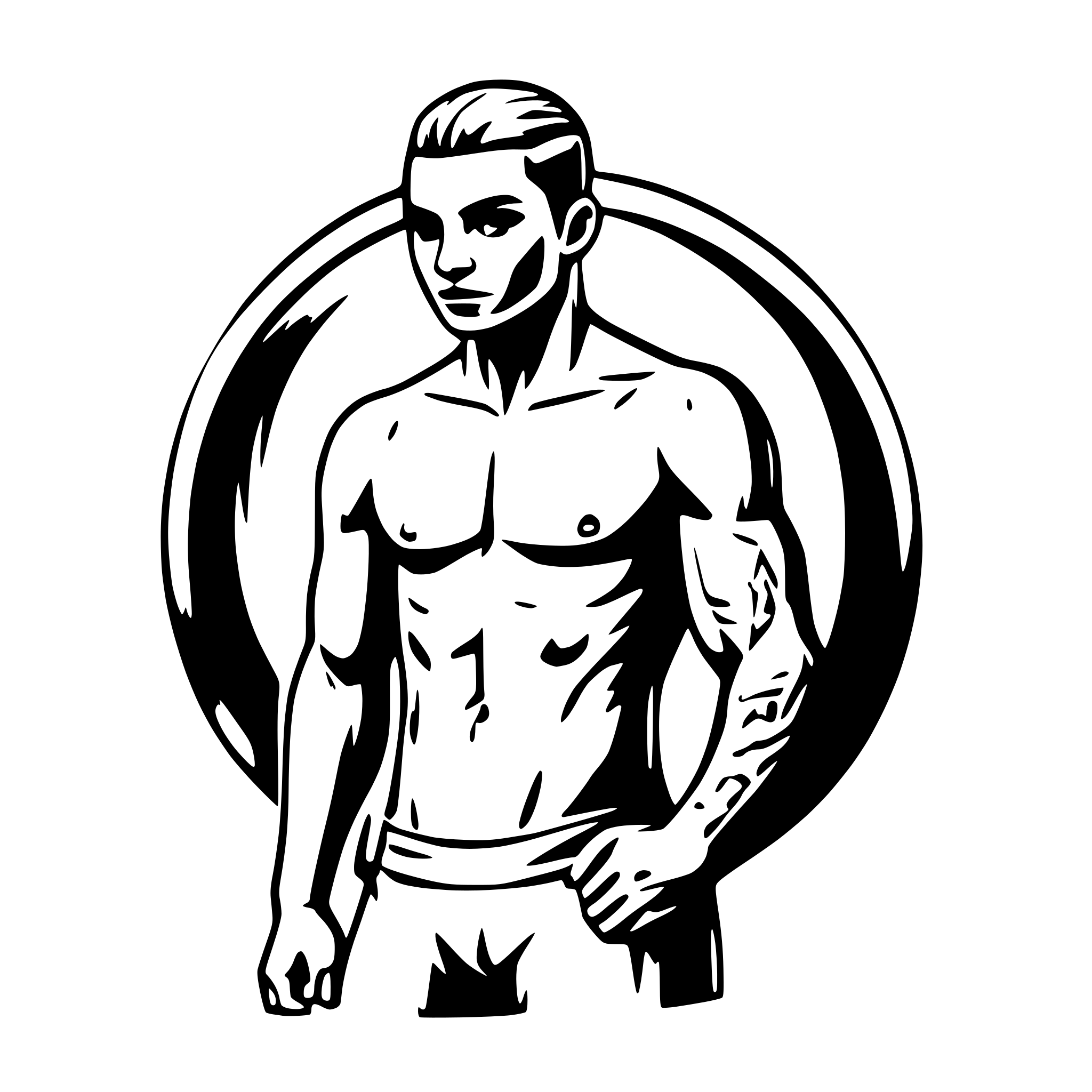 AI-generated SVG of a nude male with tattoos