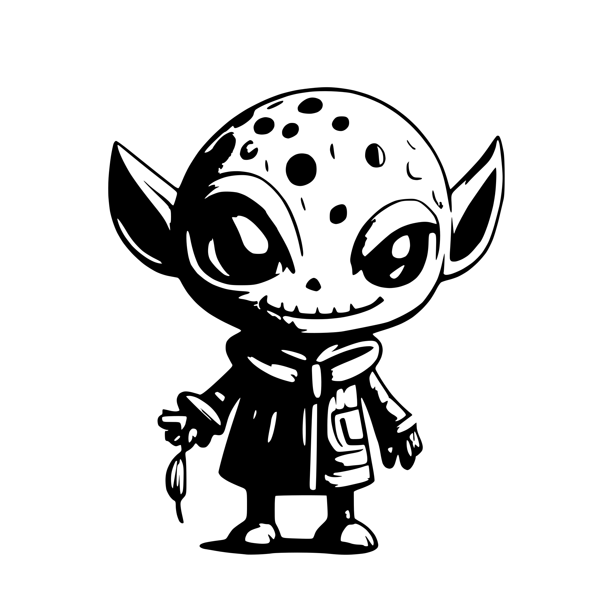 AI-generated SVG of a LITTLE ALIEN WITH BIG TEETH AND FURY COAT