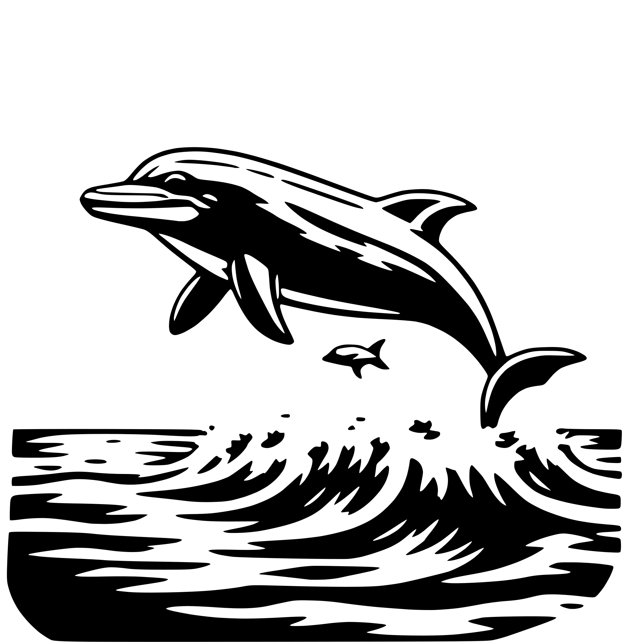 AI-generated SVG of a dolphin jumping waves