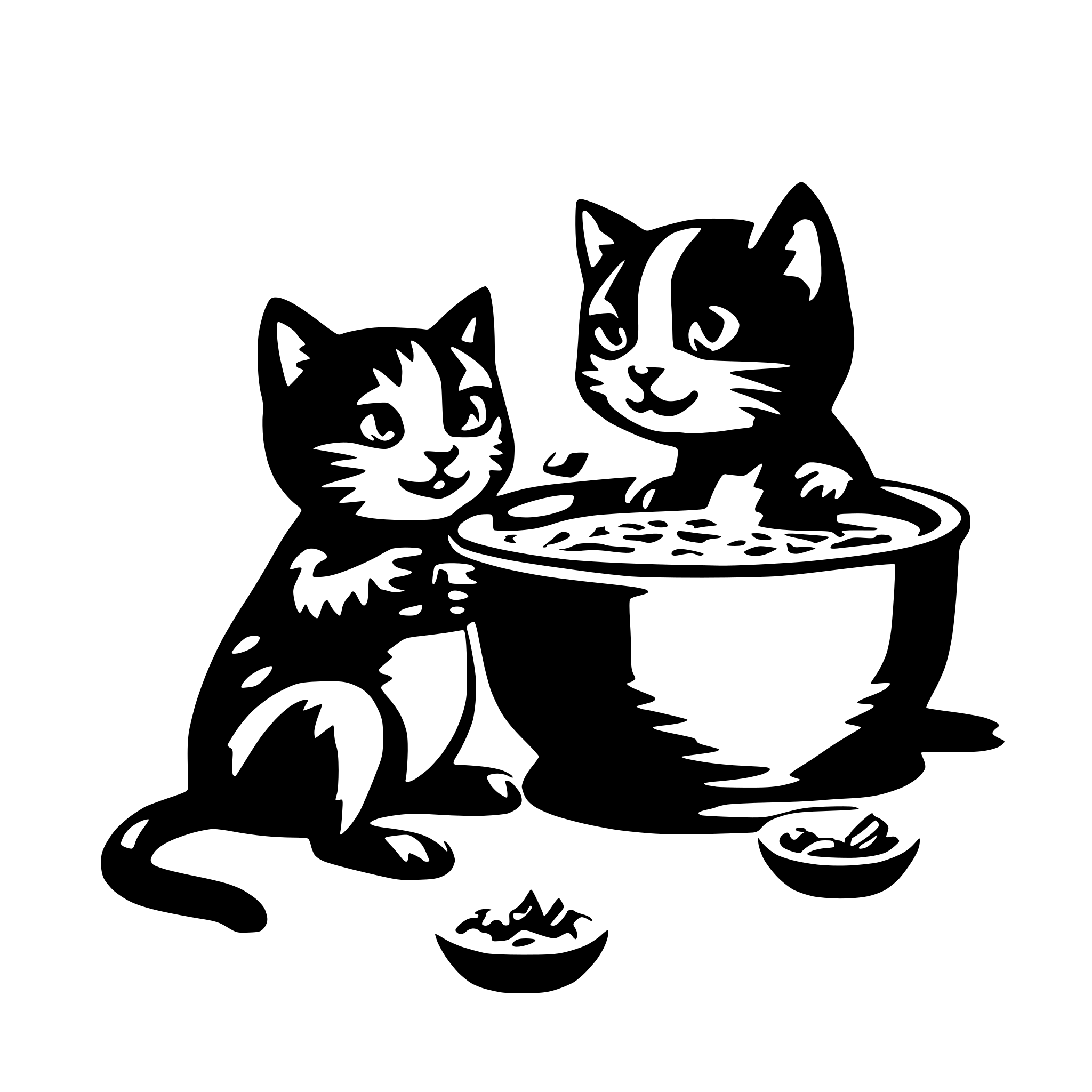AI-generated SVG of a kitties eating soup