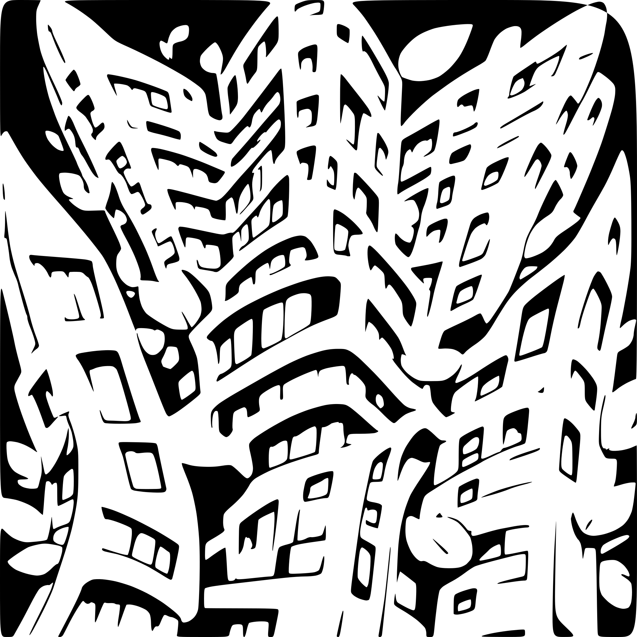 AI-generated SVG of a 2 dimensional frontal buldings arranged, going from highrise to low density