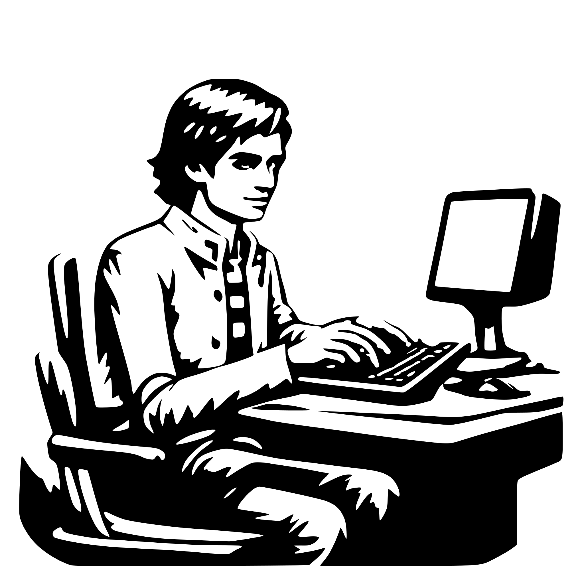 AI-generated SVG of a guy typing on computer