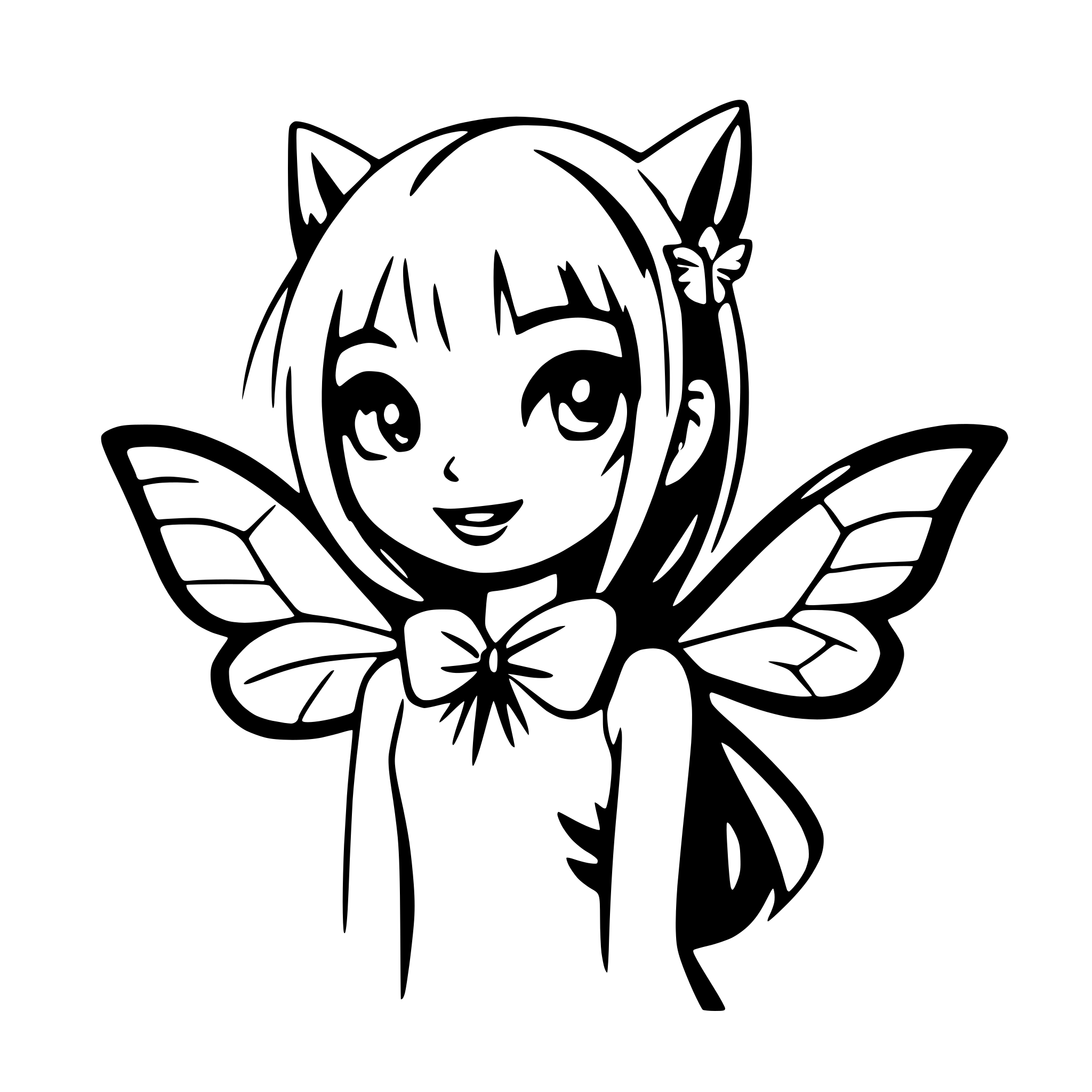 AI-generated SVG of 'cat with butterfly wings'