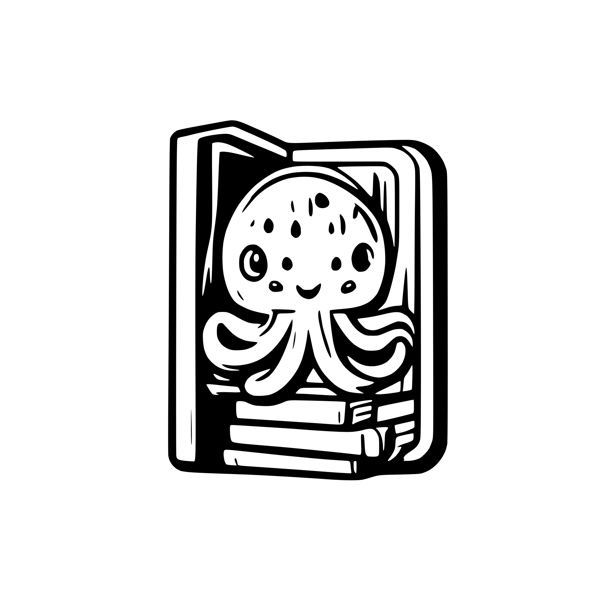 AI-generated SVG of a cute octopus logo inspired by Mangadex logo with bookshelf and books AI-generated SVG of a cute octopus logo inspired by Mangadex logo with bookshelf and books