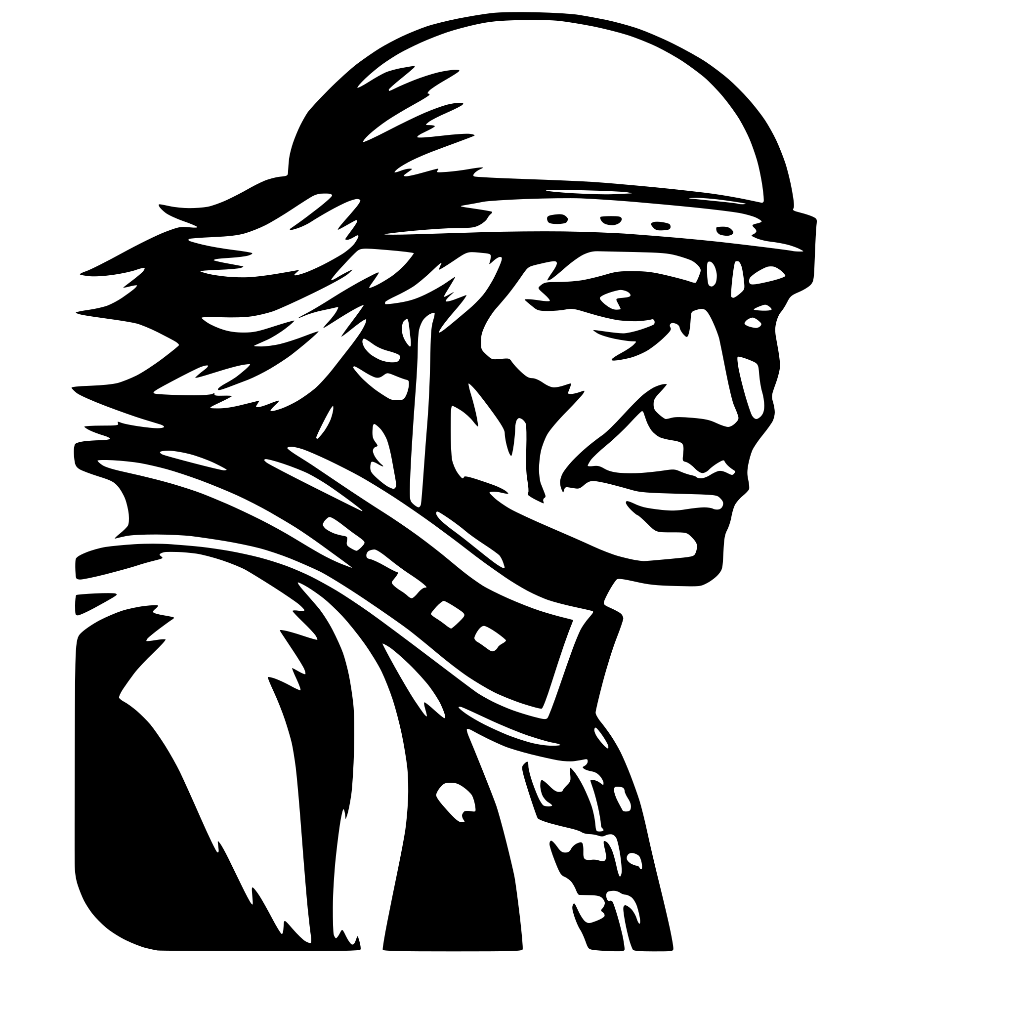 AI-generated SVG of a old samurai, side view