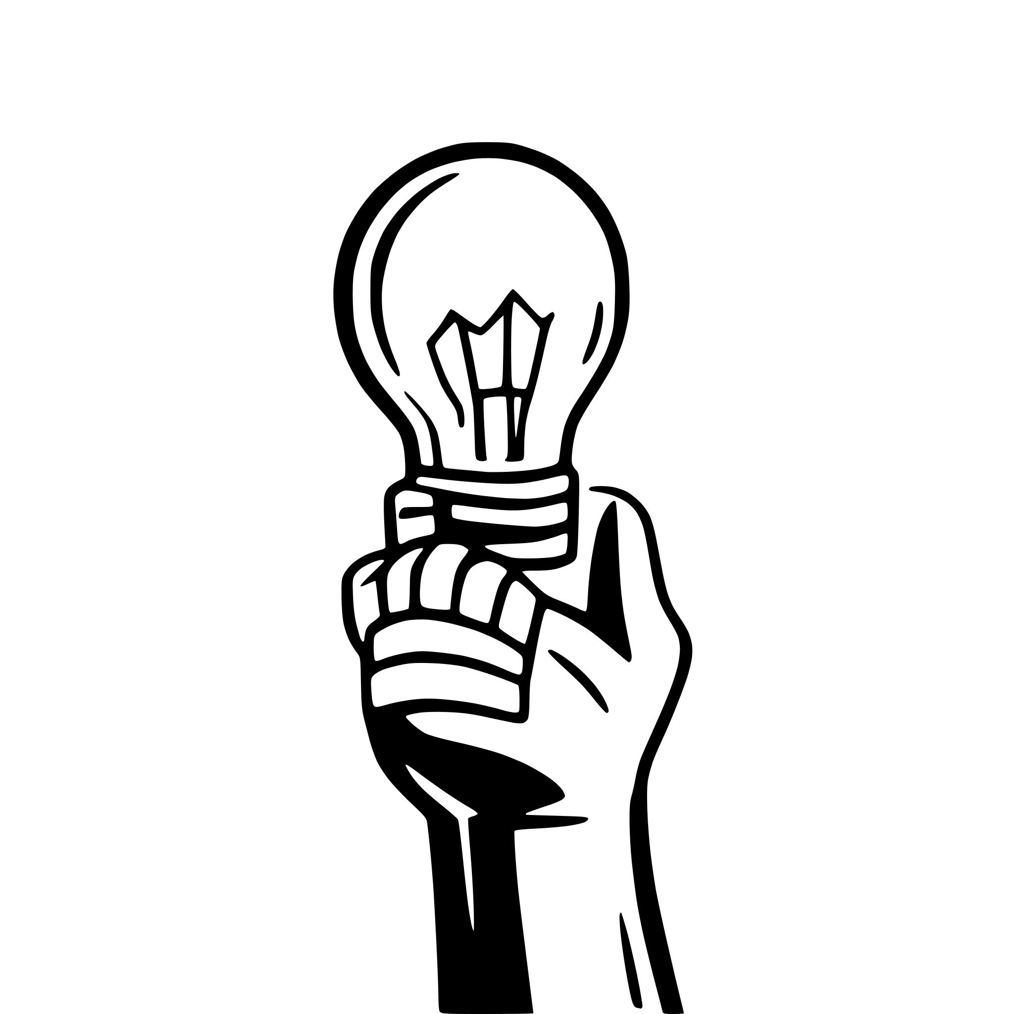AI-generated SVG of 'hand holding a lit lightbulb'
