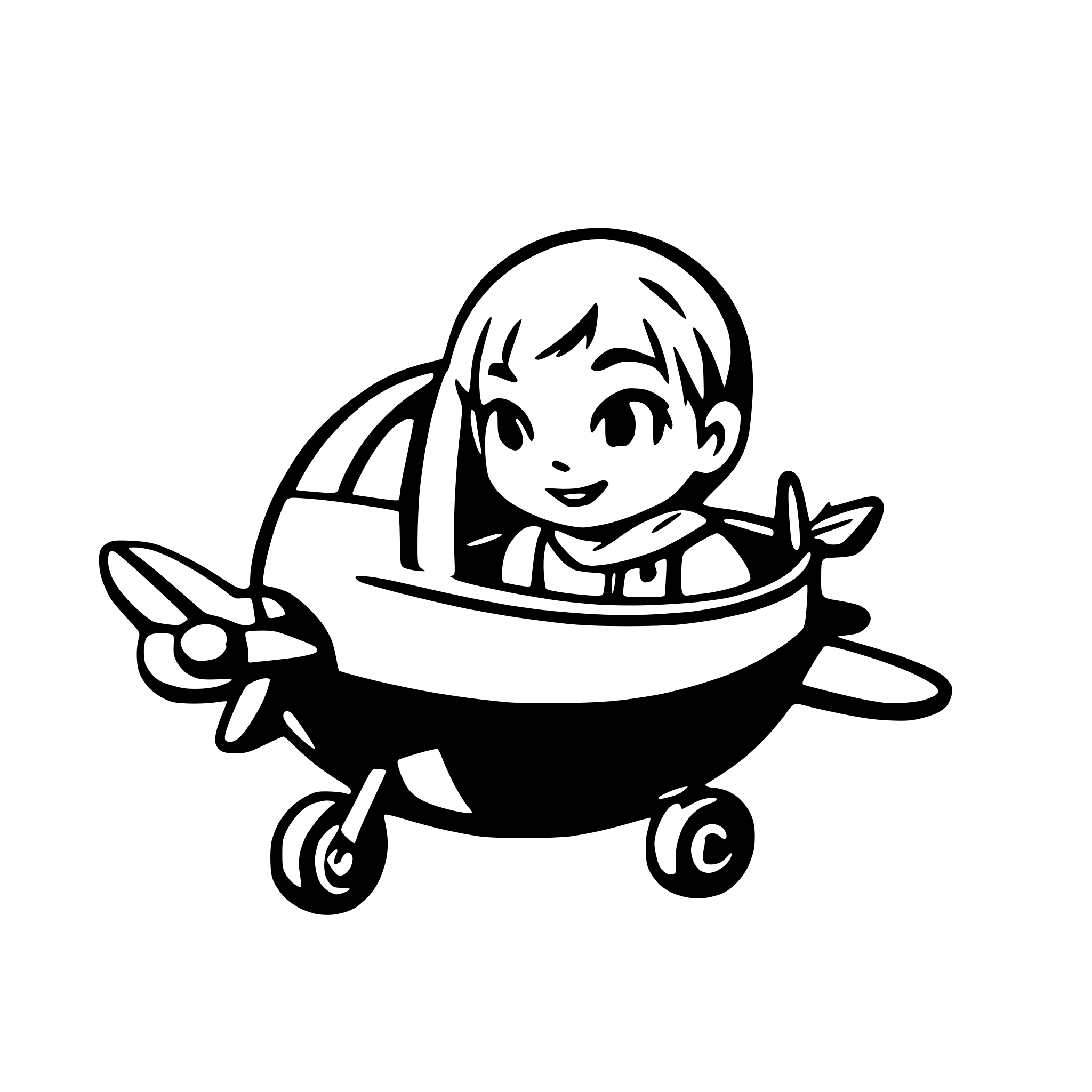AI-generated SVG of a a cute boy in a plane