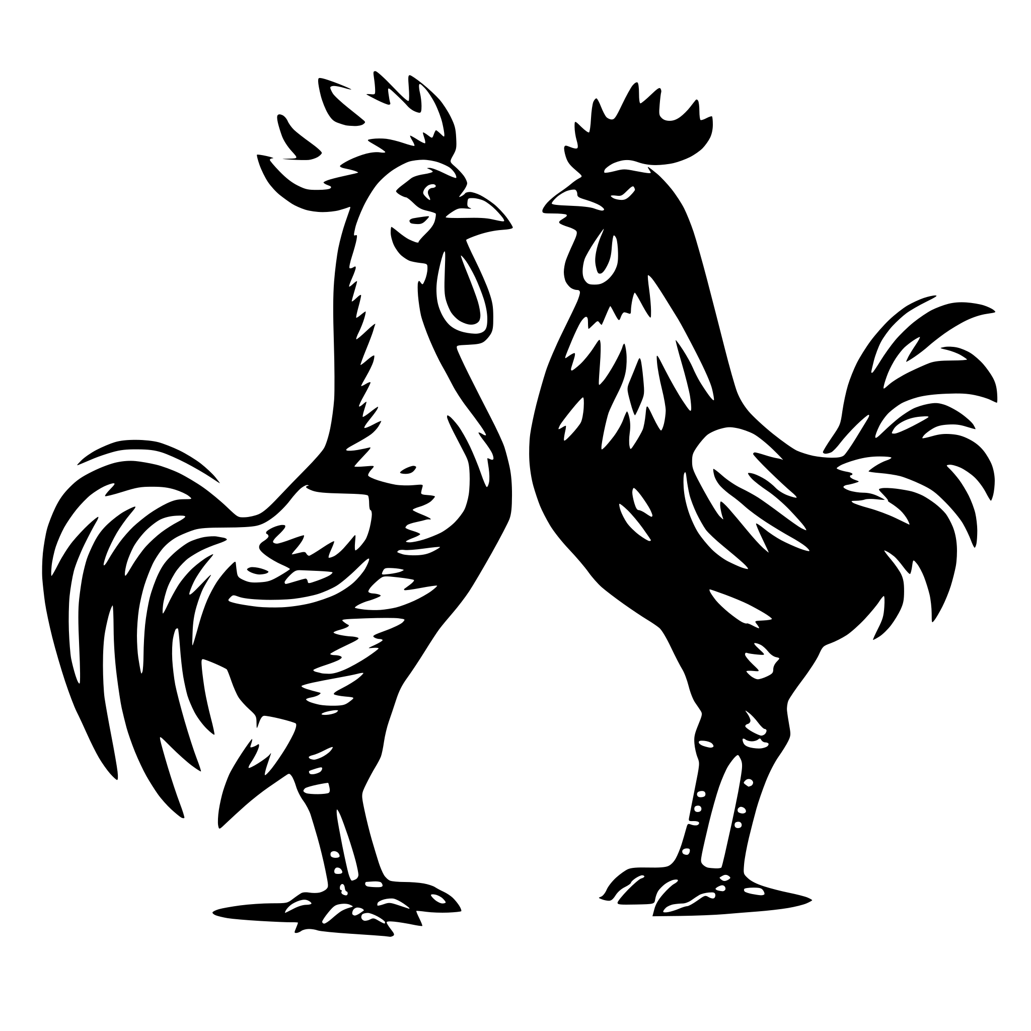 AI-generated SVG of 'rooster and her arguing bawk'