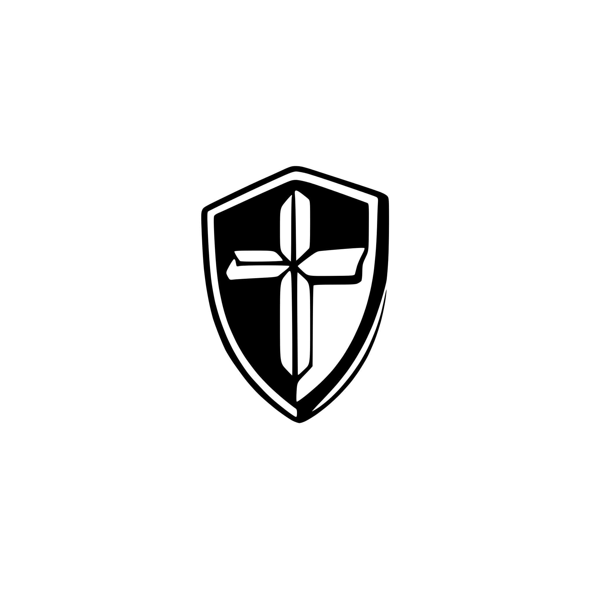 AI-generated SVG of a Plain solid Black shield with solid white cross