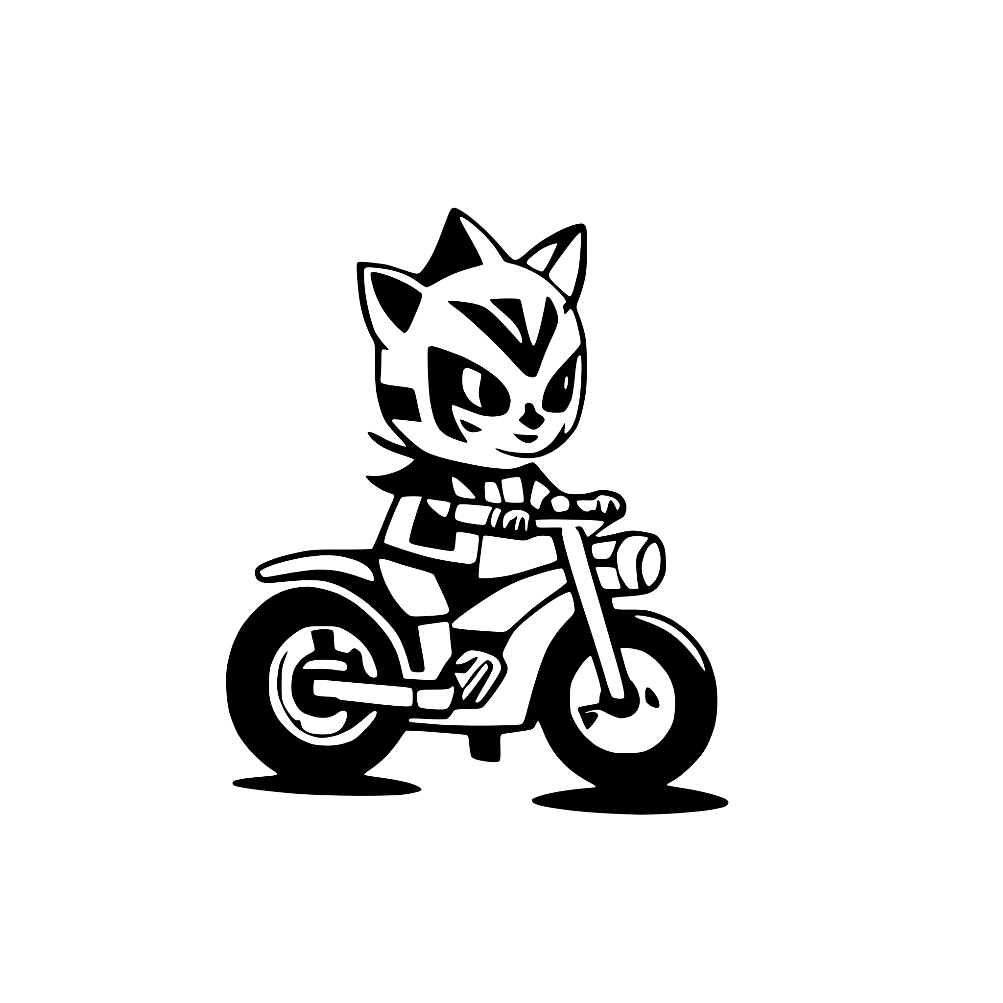 AI-generated SVG of a Cat riding a motorcycle with a clown costume on AI-generated SVG of a Cat riding a motorcycle with a clown costume on