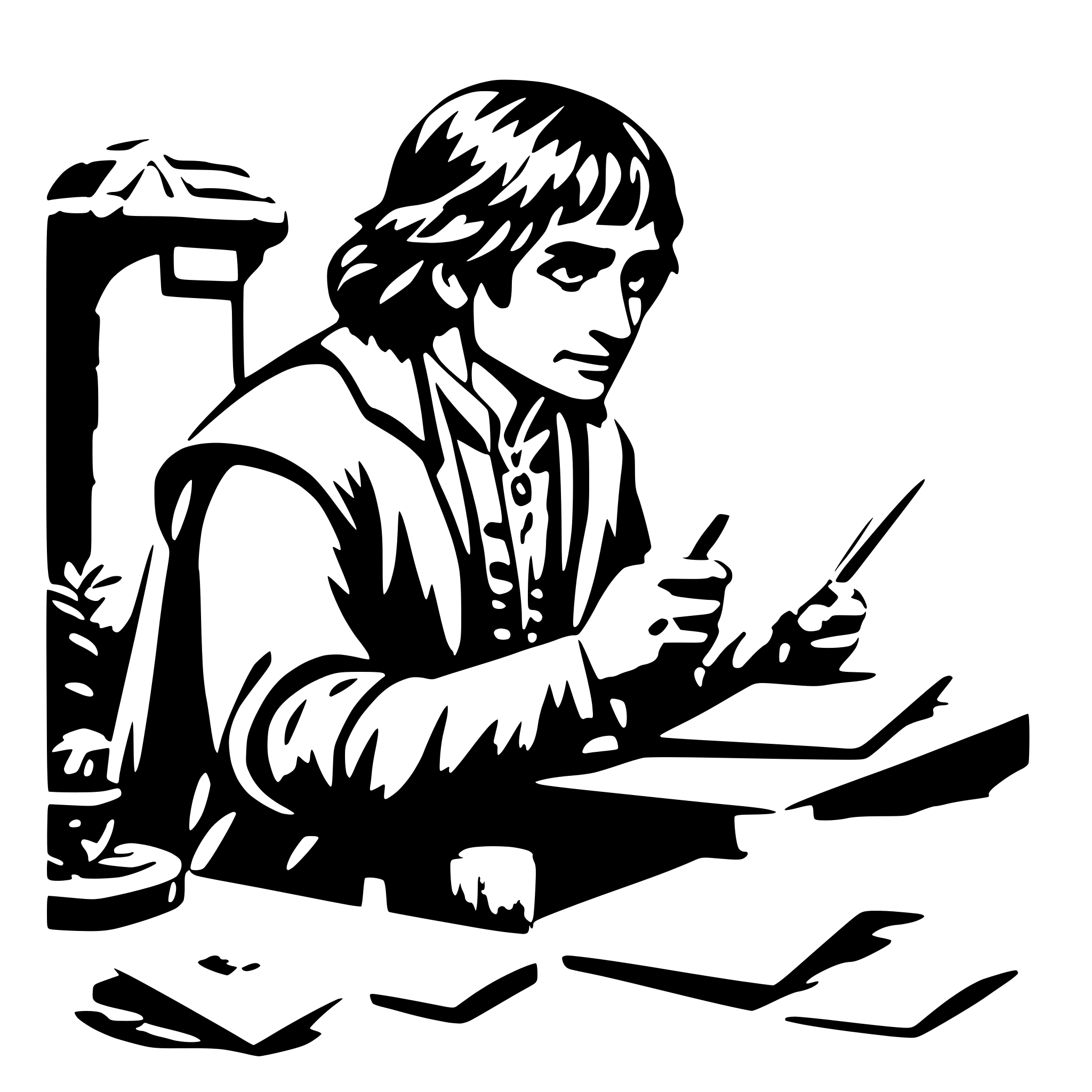 AI-generated SVG of 'a hobbit writing an invoice'