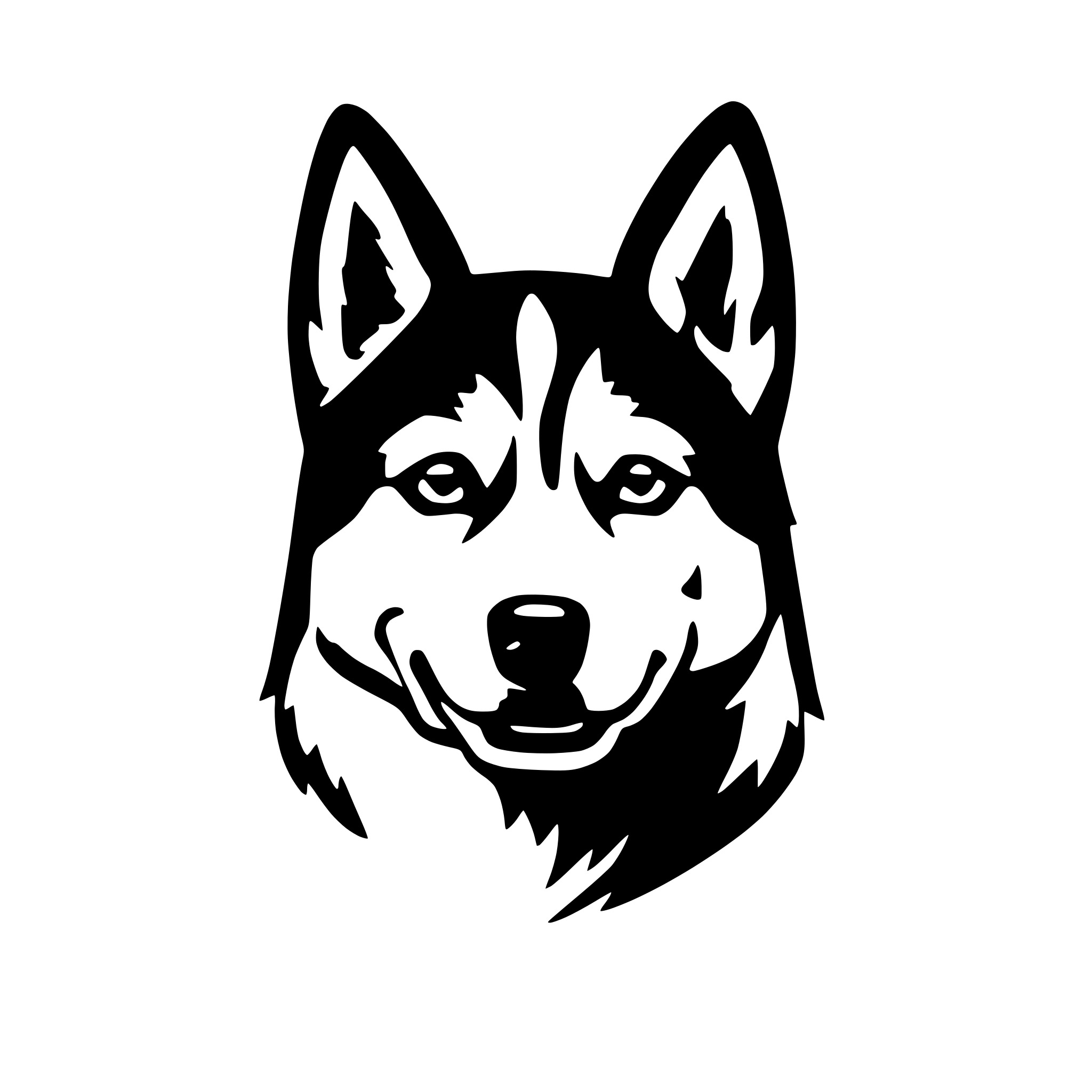AI-generated SVG of a husky ears simple outline