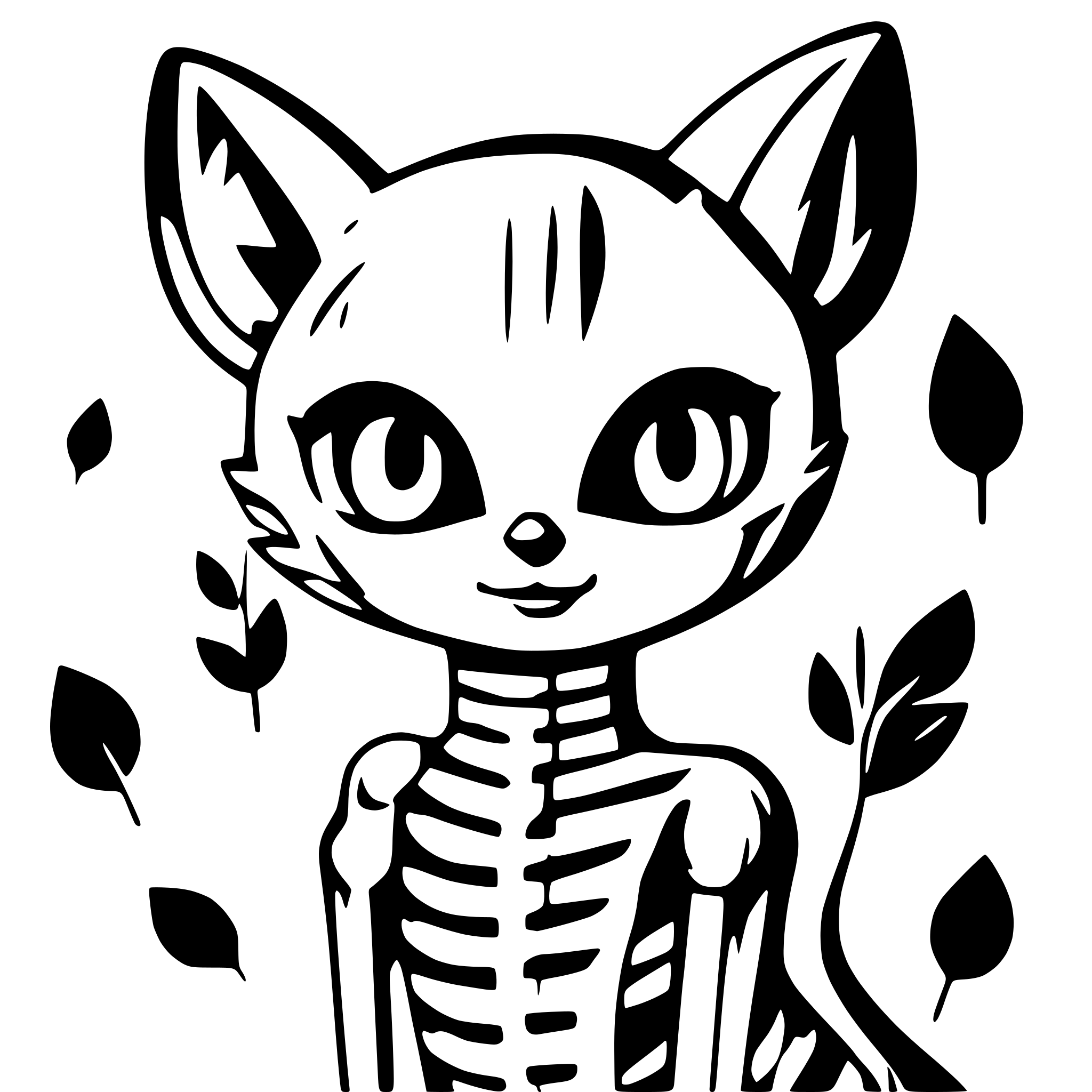 AI-generated SVG of a Generate a skeleton in the shape of a cat.